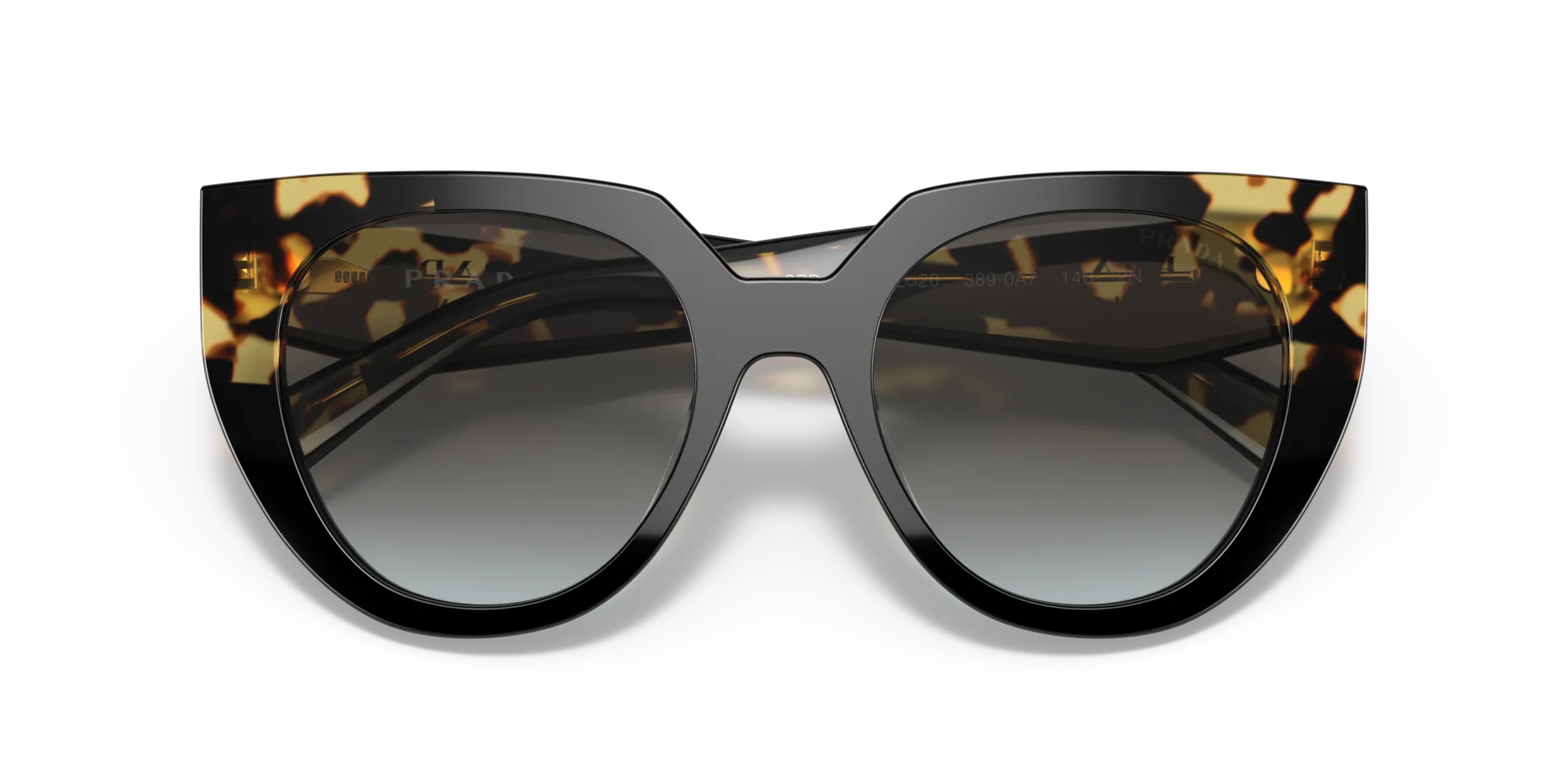 Prada PR 14WS 3890A7 Occhiali da sole Acetato Nero Grigio Cat Eye Normale Sfumato - immagine 2