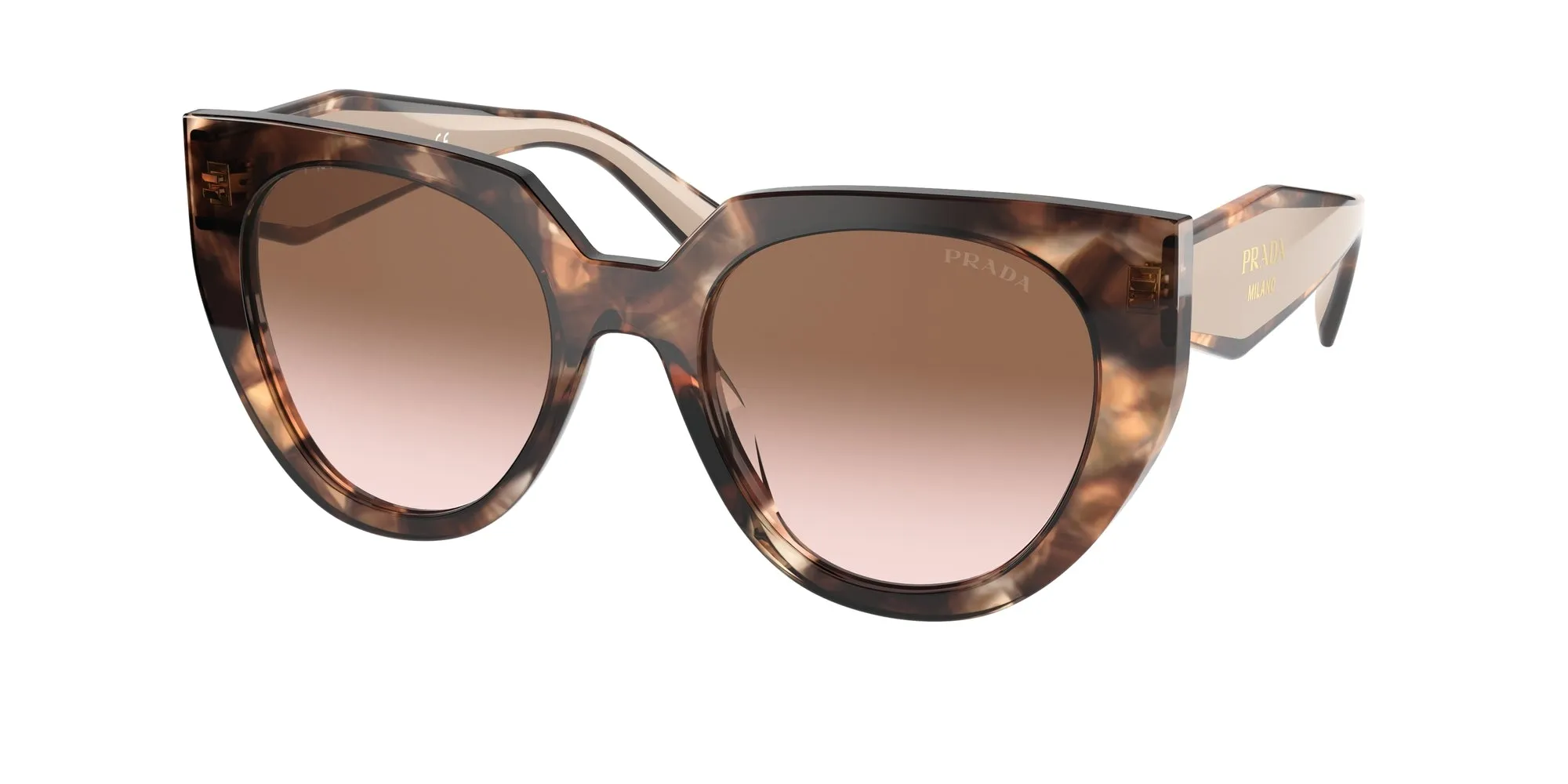 Prada PR 14WS 01R0A6 Occhiali da sole Acetato Tartaruga Marrone Cat Eye Normale Sfumato - immagine 1