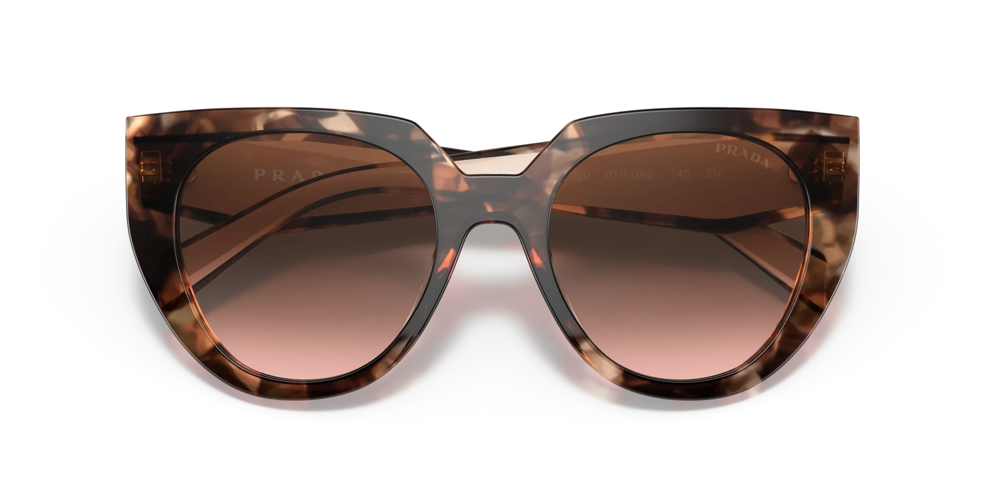 Prada PR 14WS 01R0A6 Occhiali da sole Acetato Tartaruga Marrone Cat Eye Normale Sfumato - immagine 2