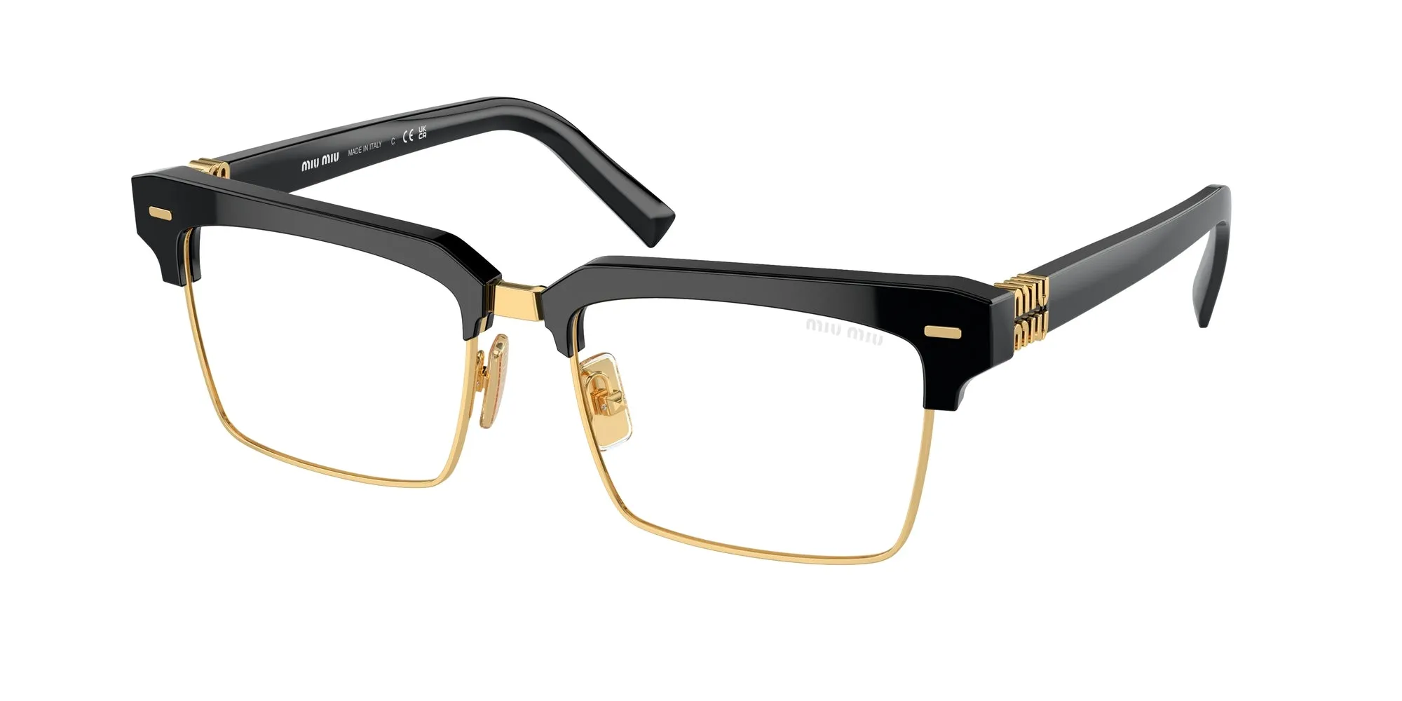 Miu Miu MU 10ZS 1AB08N Occhiali da sole Acetato Nero Trasparente Squadrata Normale Anti luce blu - per PC - immagine 1