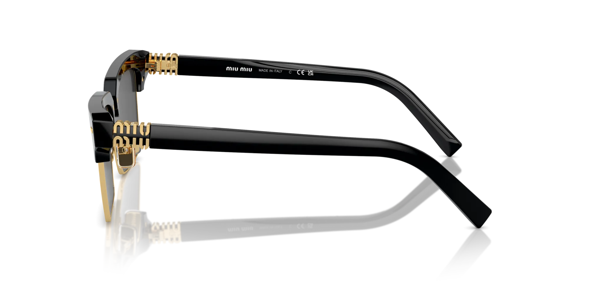 Miu Miu MU 10ZS 1AB5S0 Occhiali da sole Acetato Nero Grigio Squadrata Normale - immagine 4