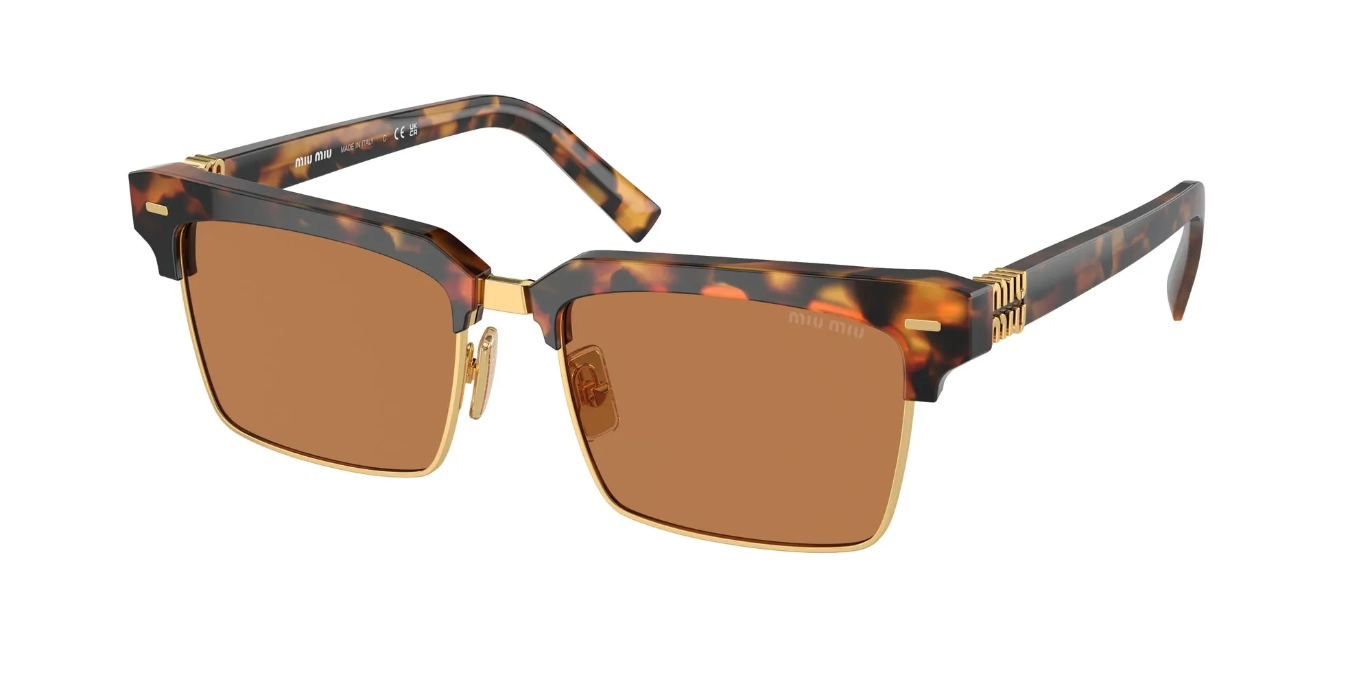Miu Miu MU 10ZS 19P2Z1 Occhiali da sole Acetato Tartaruga Marrone Squadrata Normale - immagine 1