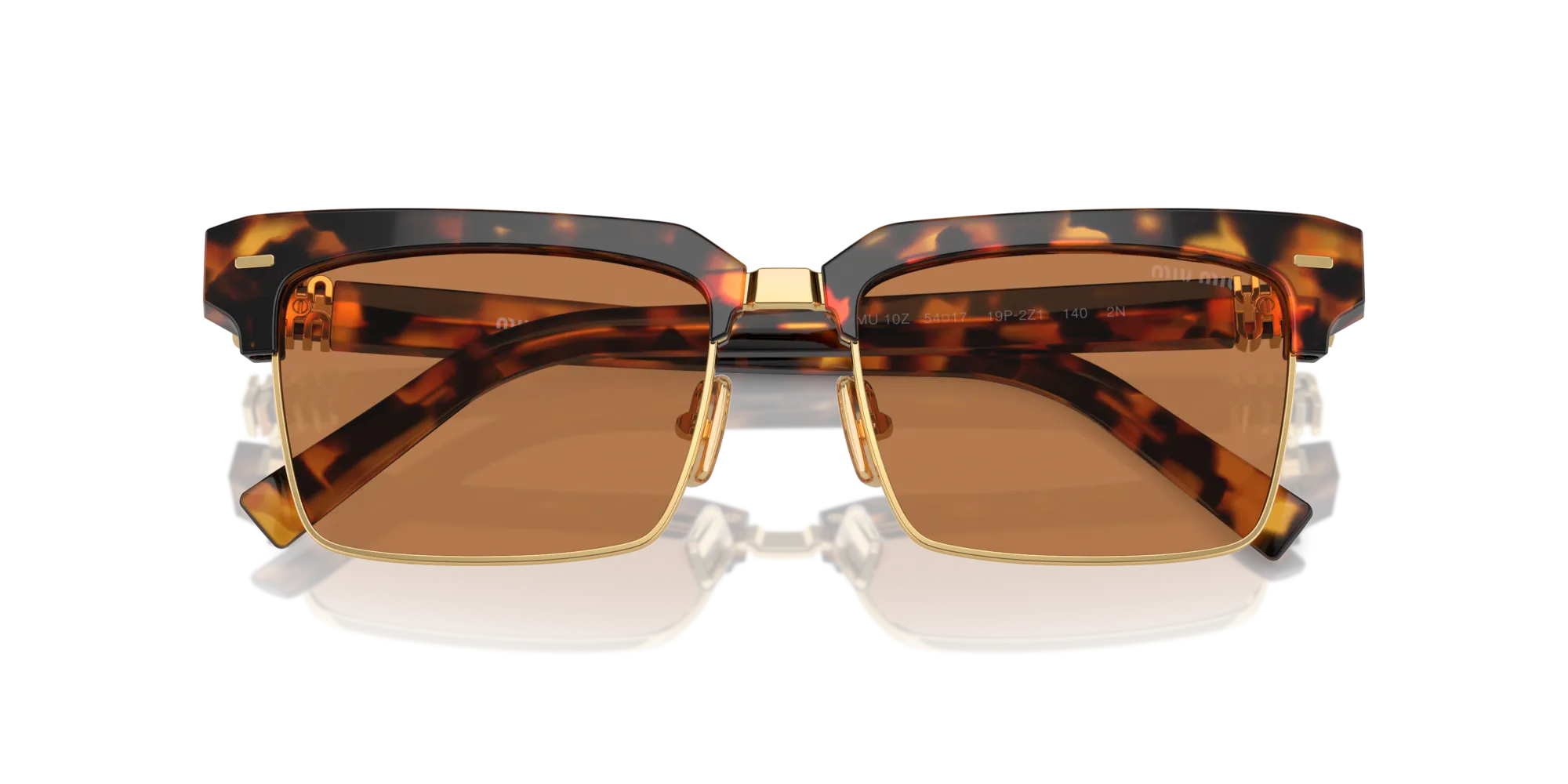 Miu Miu MU 10ZS 19P2Z1 Occhiali da sole Acetato Tartaruga Marrone Squadrata Normale - immagine 2