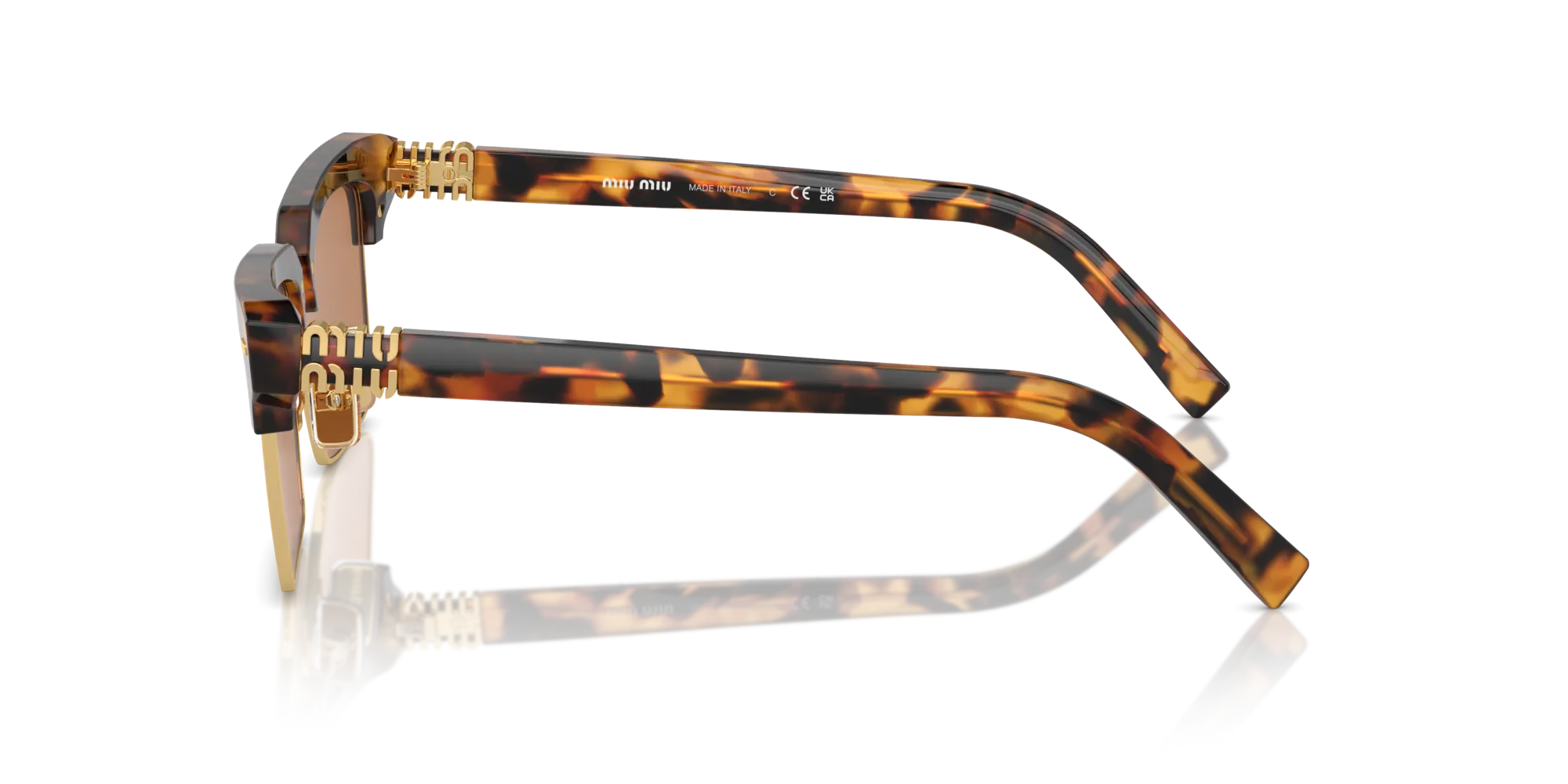 Miu Miu MU 10ZS 19P2Z1 Occhiali da sole Acetato Tartaruga Marrone Squadrata Normale - immagine 4