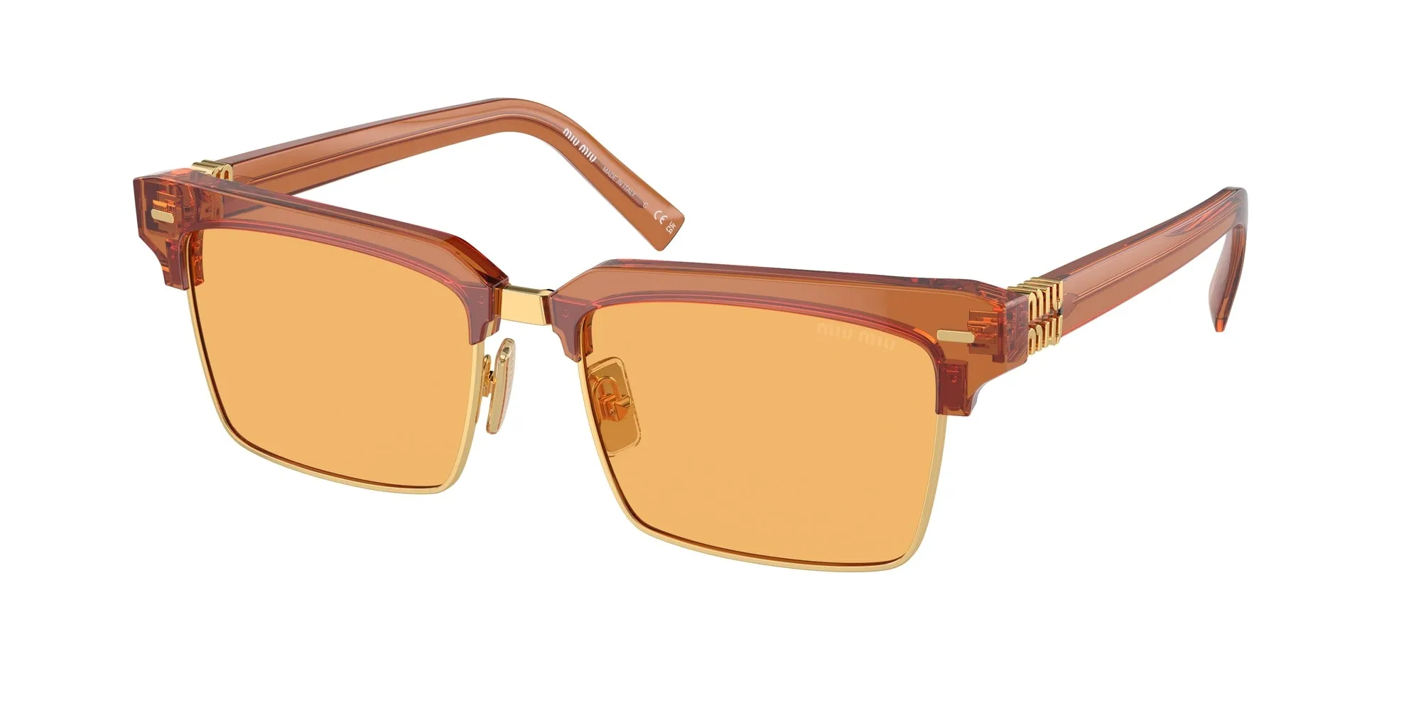 Miu Miu MU 10ZS 15T0B7 Occhiali da sole Acetato Marrone Giallo Squadrata Normale - immagine 1