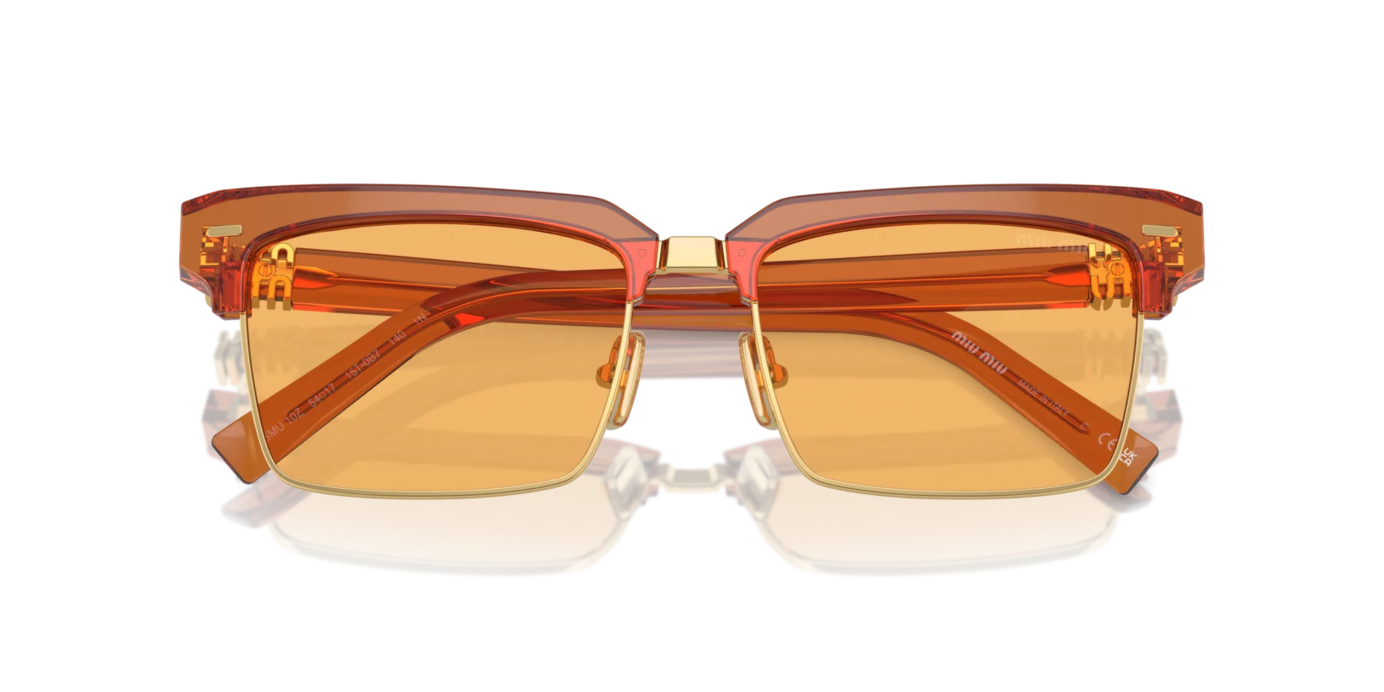 Miu Miu MU 10ZS 15T0B7 Occhiali da sole Acetato Marrone Giallo Squadrata Normale - immagine 2