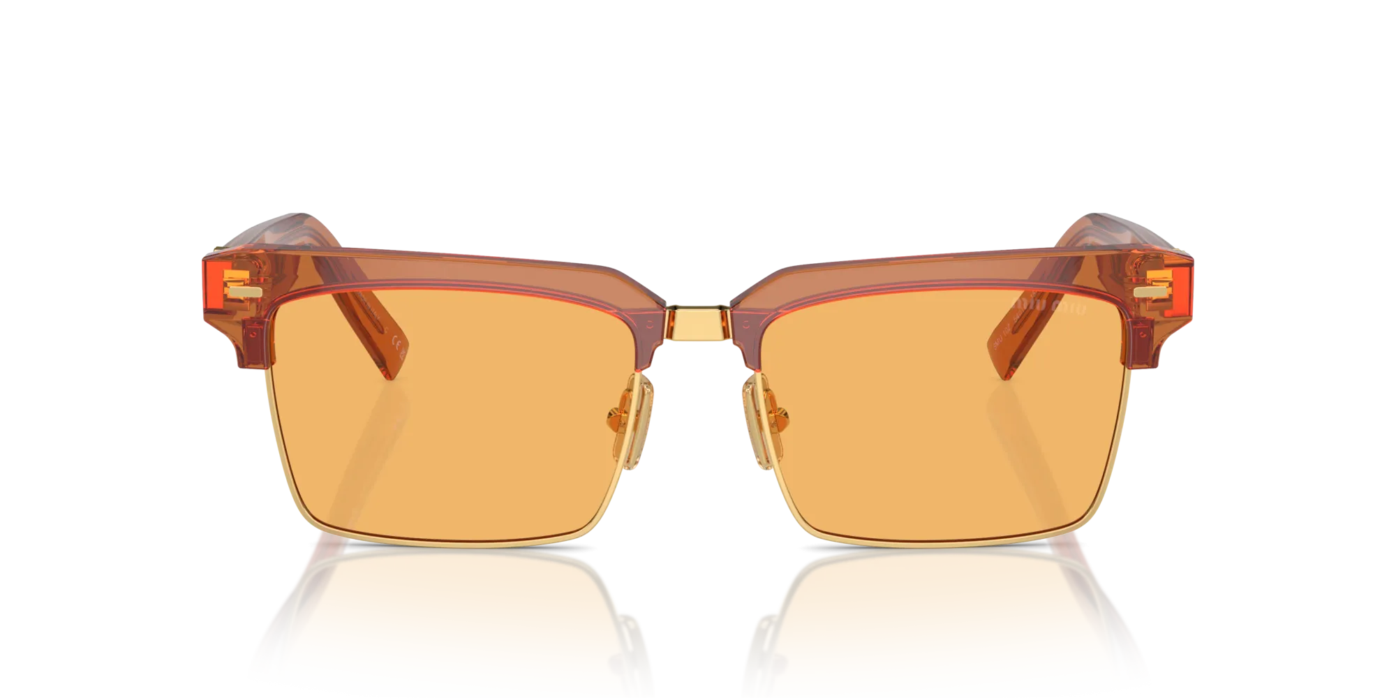 Miu Miu MU 10ZS 15T0B7 Occhiali da sole Acetato Marrone Giallo Squadrata Normale - immagine 3
