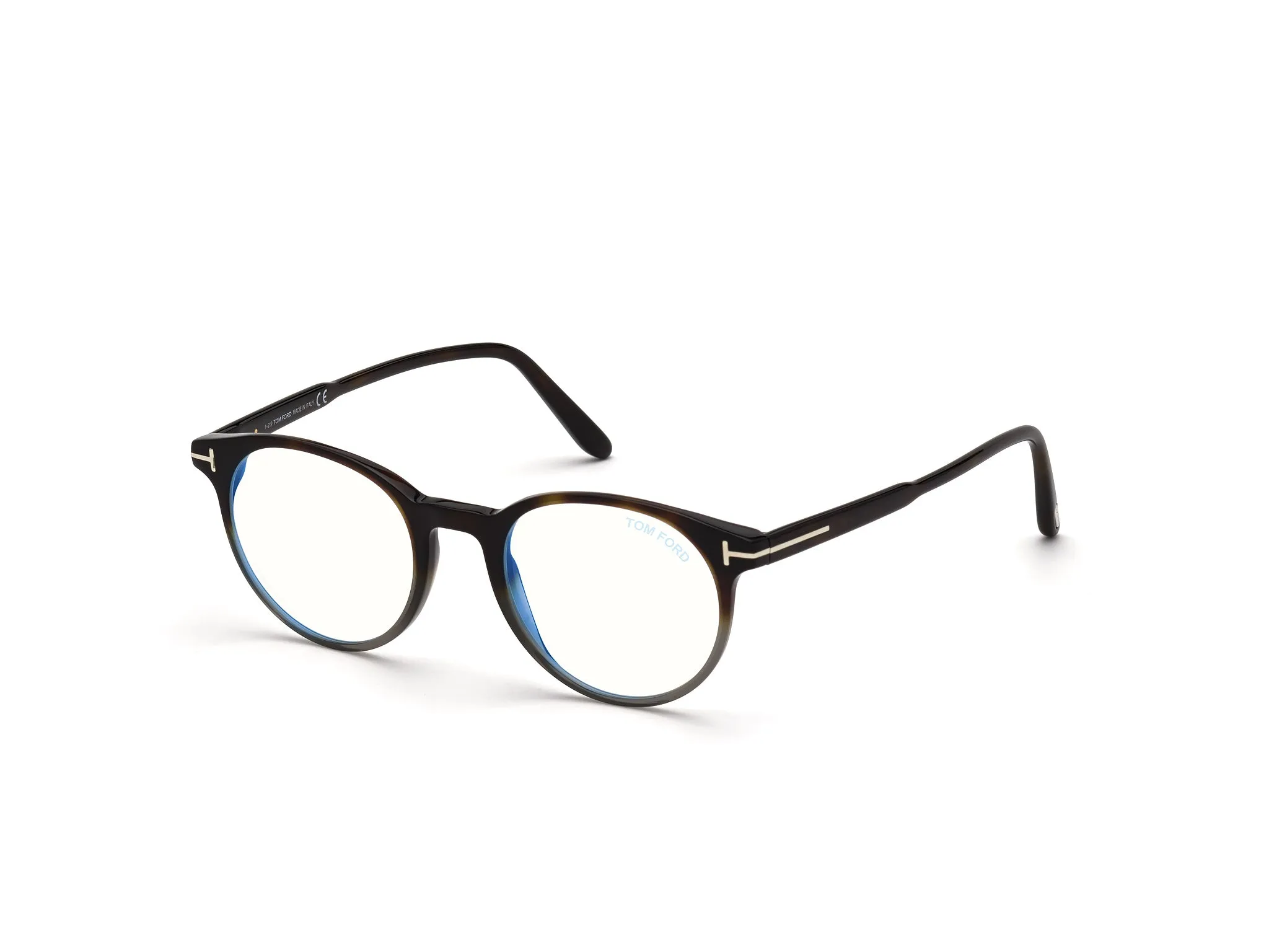 TOM FORD FT5695-B 56 Montature da vista Acetato Havana Rotonda Normale Anti luce blu - per PC - immagine 1