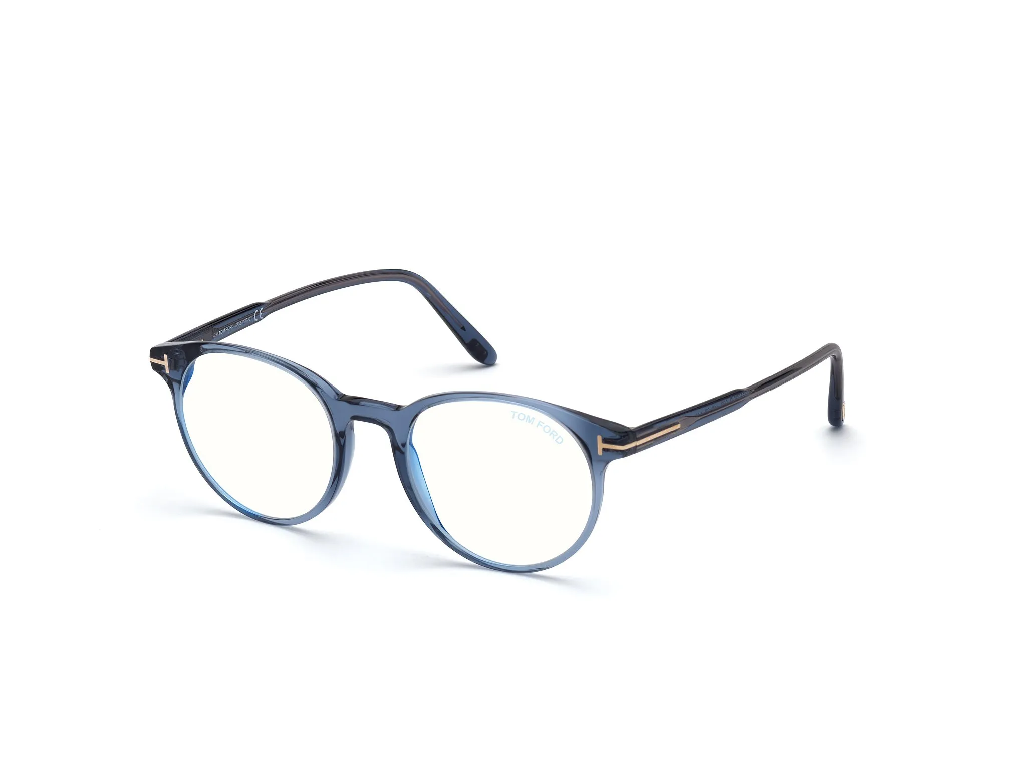 TOM FORD FT5695-B 90 Montature da vista Acetato Blu Rotonda Normale Anti luce blu - per PC - immagine 1