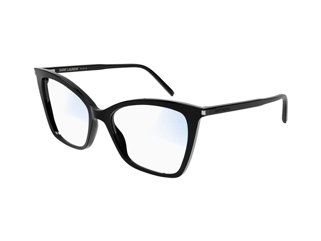 SAINT LAURENT Donna SL 386 SUN 001 Occhiali anti luce blu Acetato Nero Trasparente Cat Eye Fotocromatiche - immagine 1