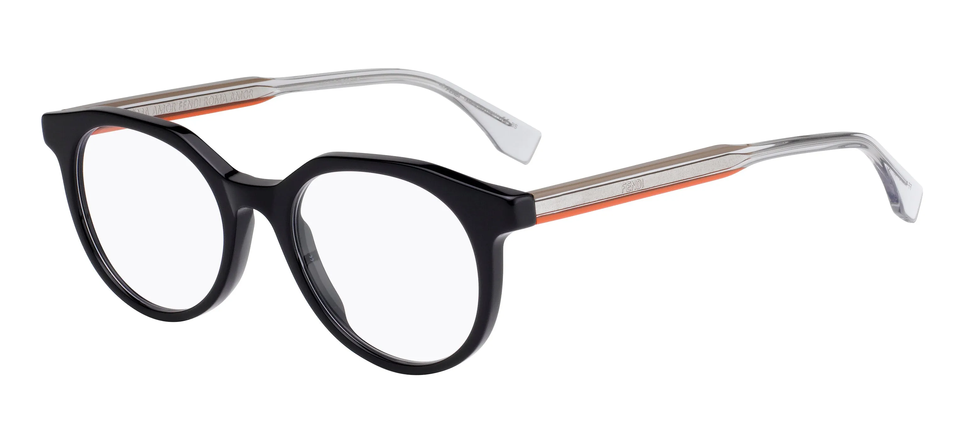 Fendi FF M0078 807 Montature da vista Acetato Nero Rotonda - immagine 1