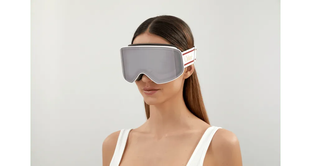 Chloé CH0072S 001 Occhiali da sole Iniettato Bianco Viola Maschera Multistrato - immagine 4