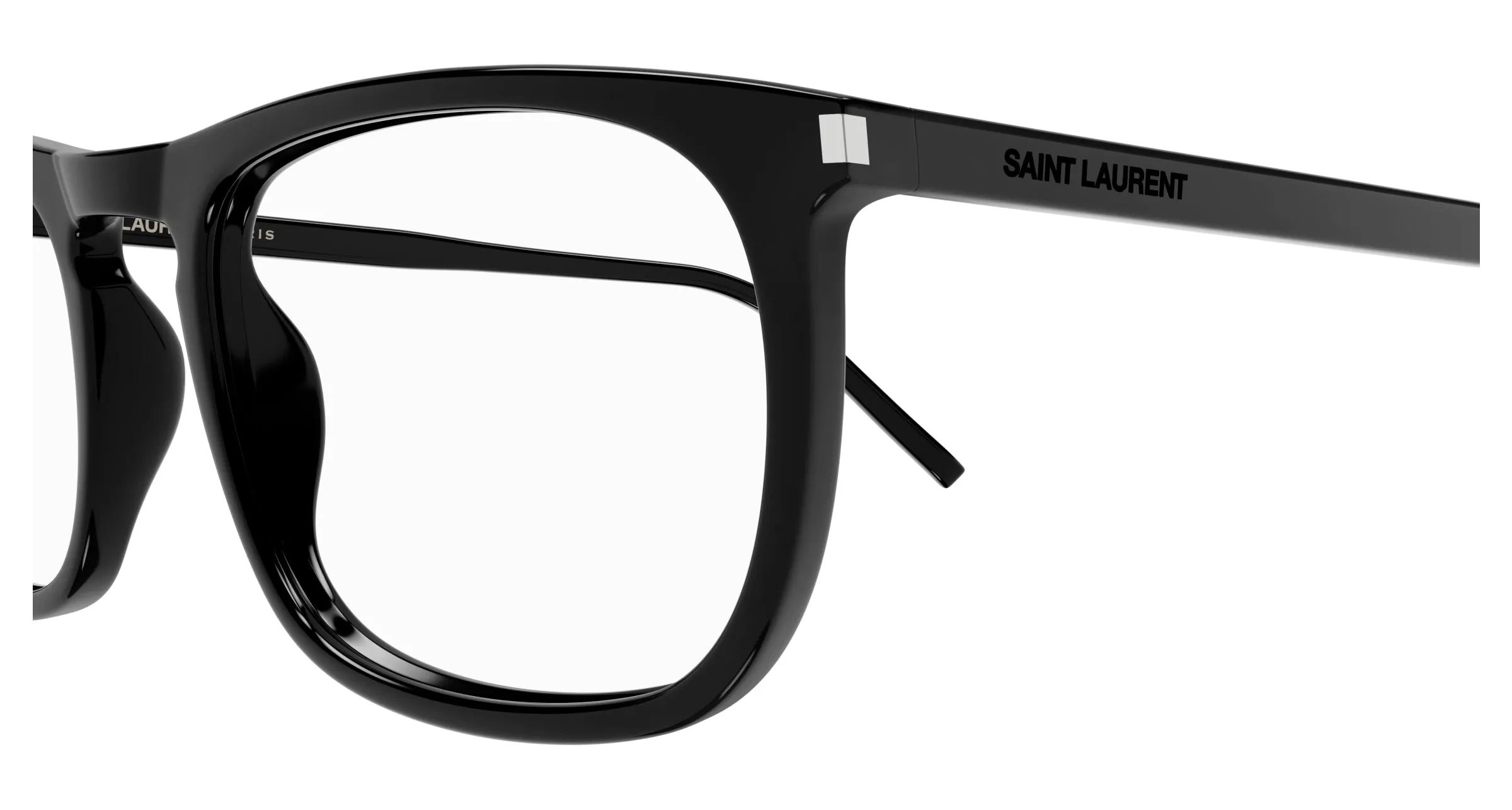 SAINT LAURENT Unisex SL 670 001 Montature da vista Acetato Nero Trasparente Rotonda - immagine 3
