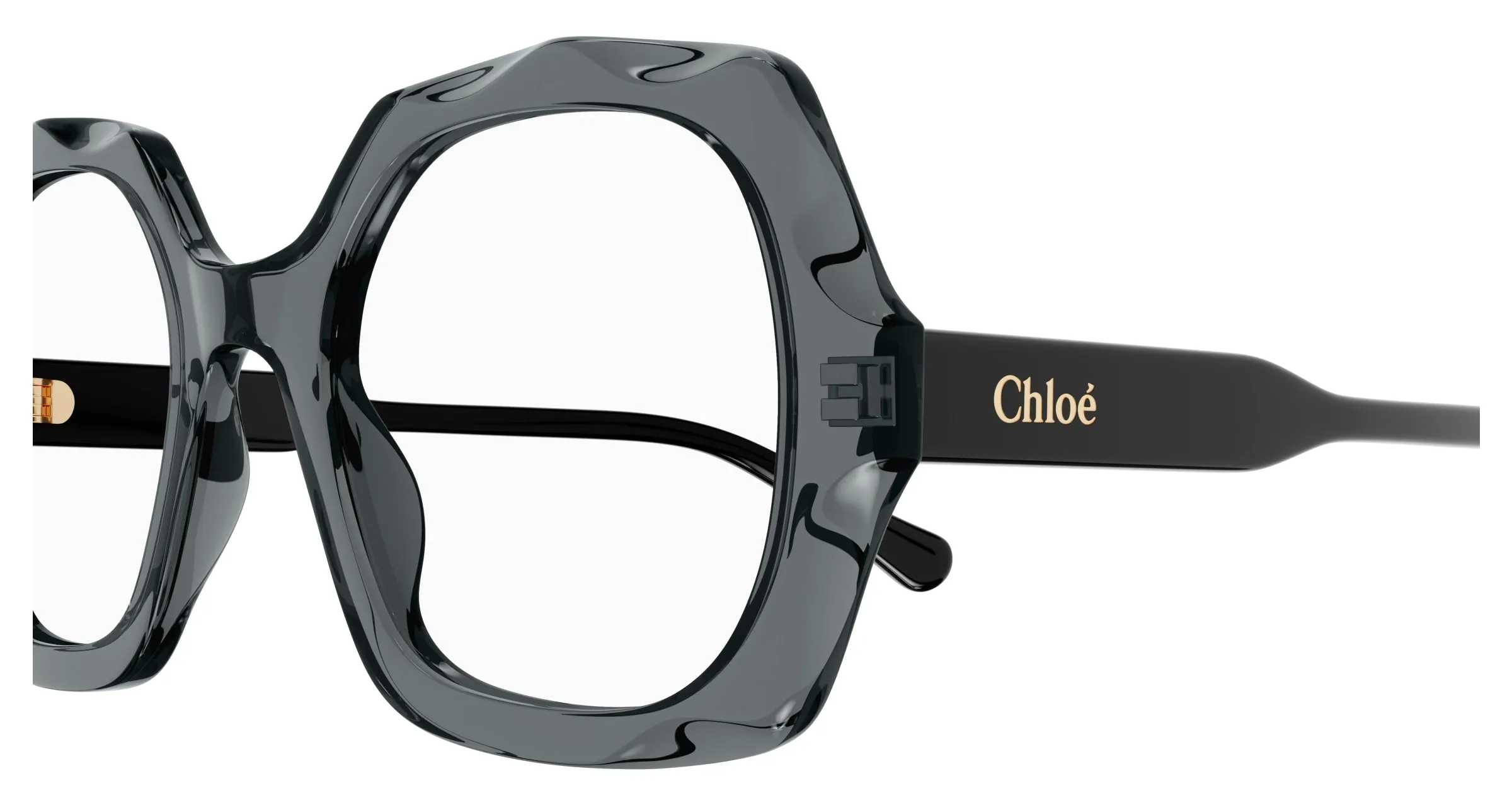 Chloé CH0228O 001 Montature da vista Acetato Grigio Trasparente Squadrata - immagine 3