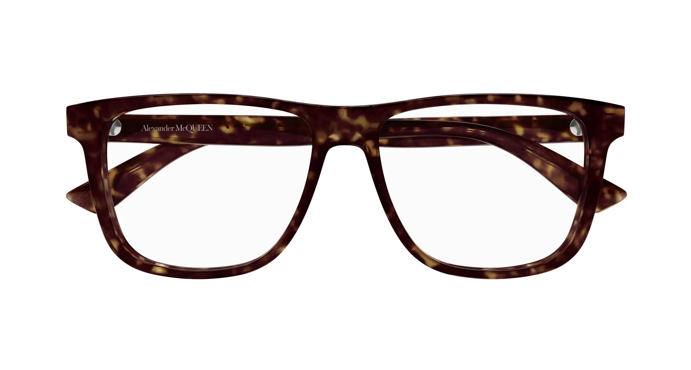Alexander McQueen Uomo AM0463O 002 Montature da vista Acetato Havana Trasparente Pilot - immagine 2