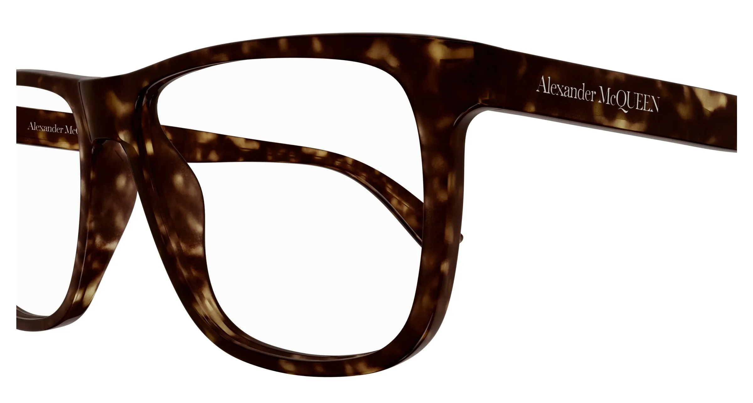 Alexander McQueen Uomo AM0463O 002 Montature da vista Acetato Havana Trasparente Pilot - immagine 3