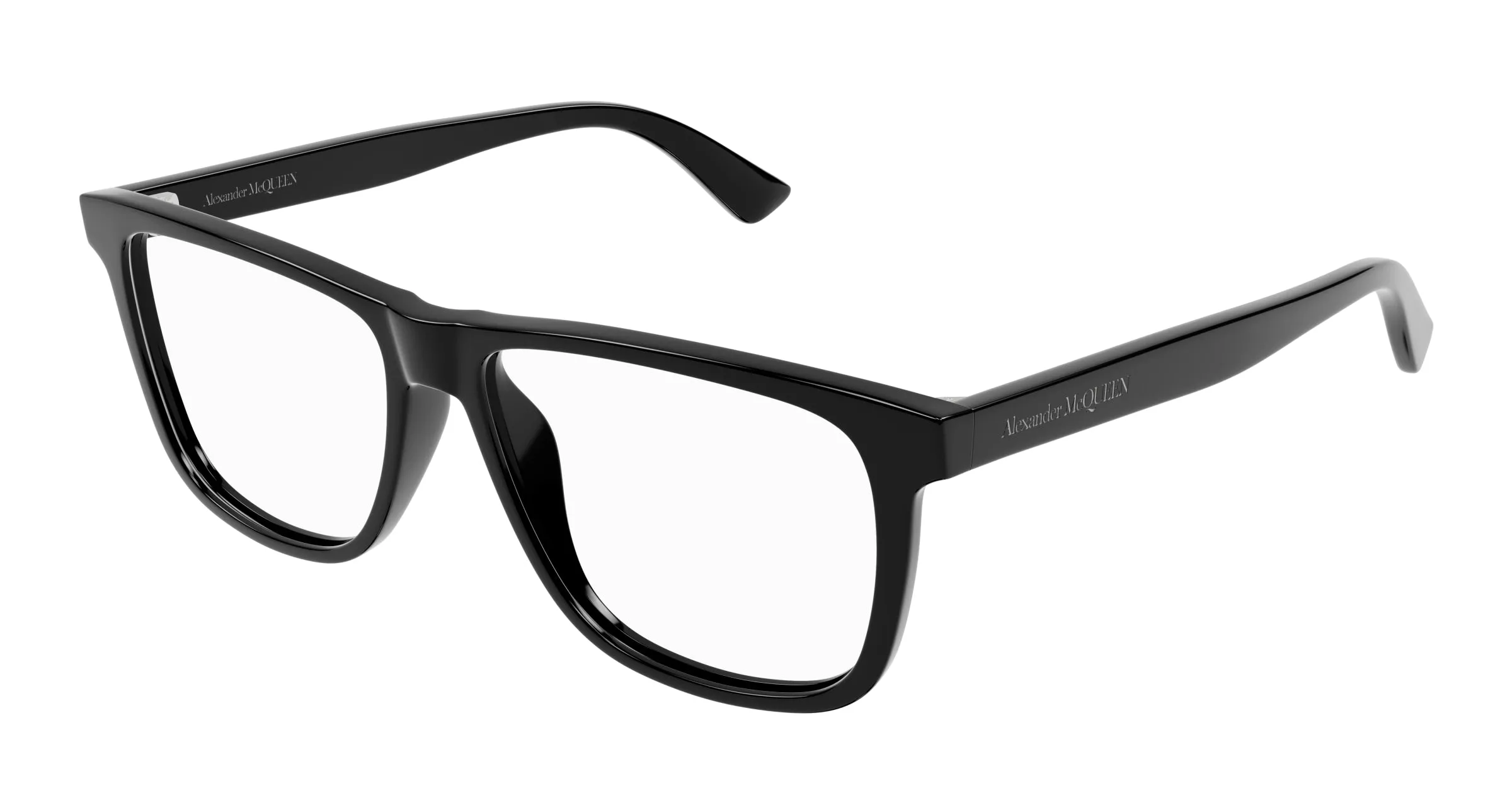 Alexander McQueen AM0463O 001 Montature da vista Acetato Nero Trasparente Pilot - immagine 1