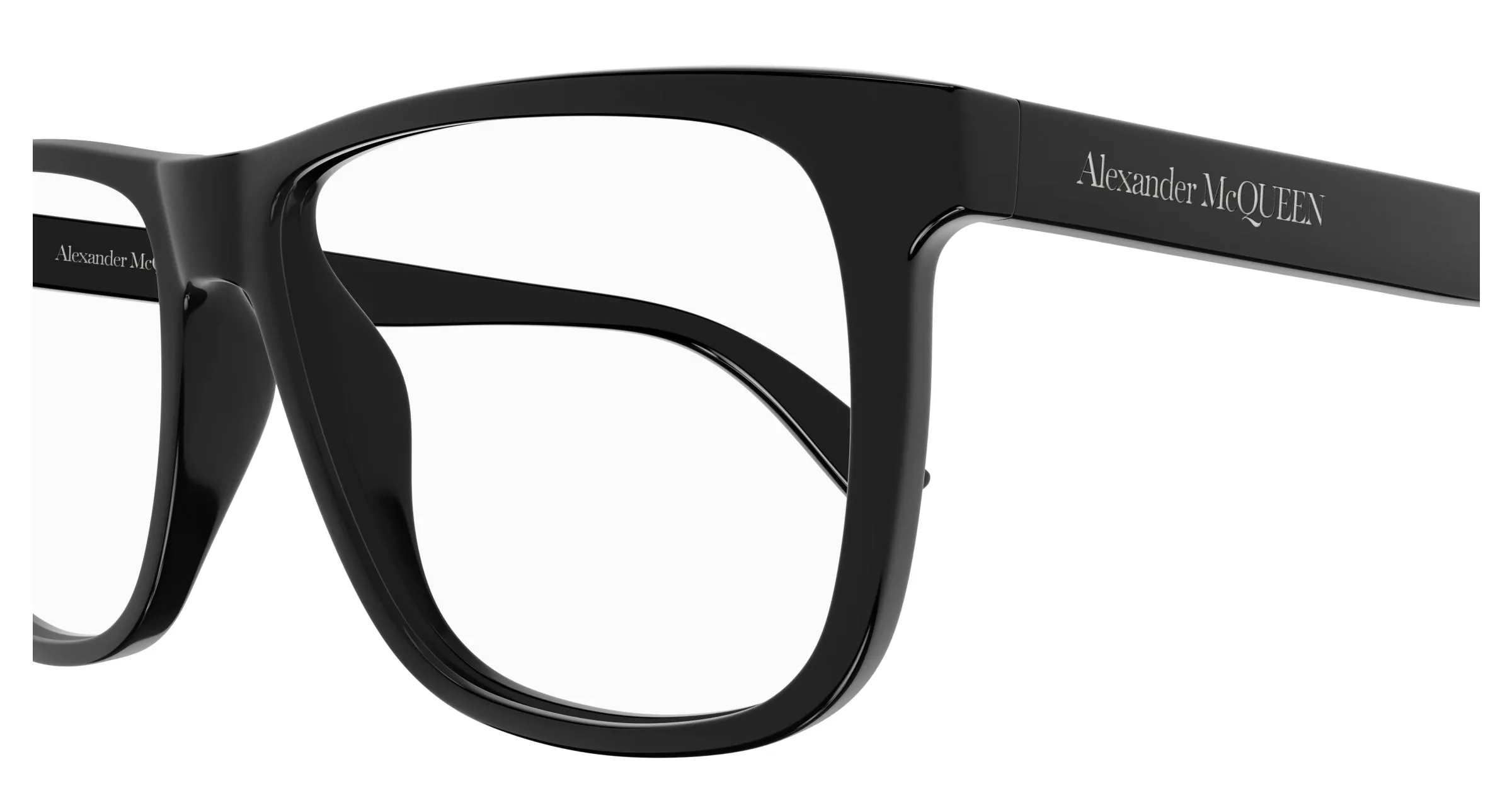 Alexander McQueen AM0463O 001 Montature da vista Acetato Nero Trasparente Pilot - immagine 3