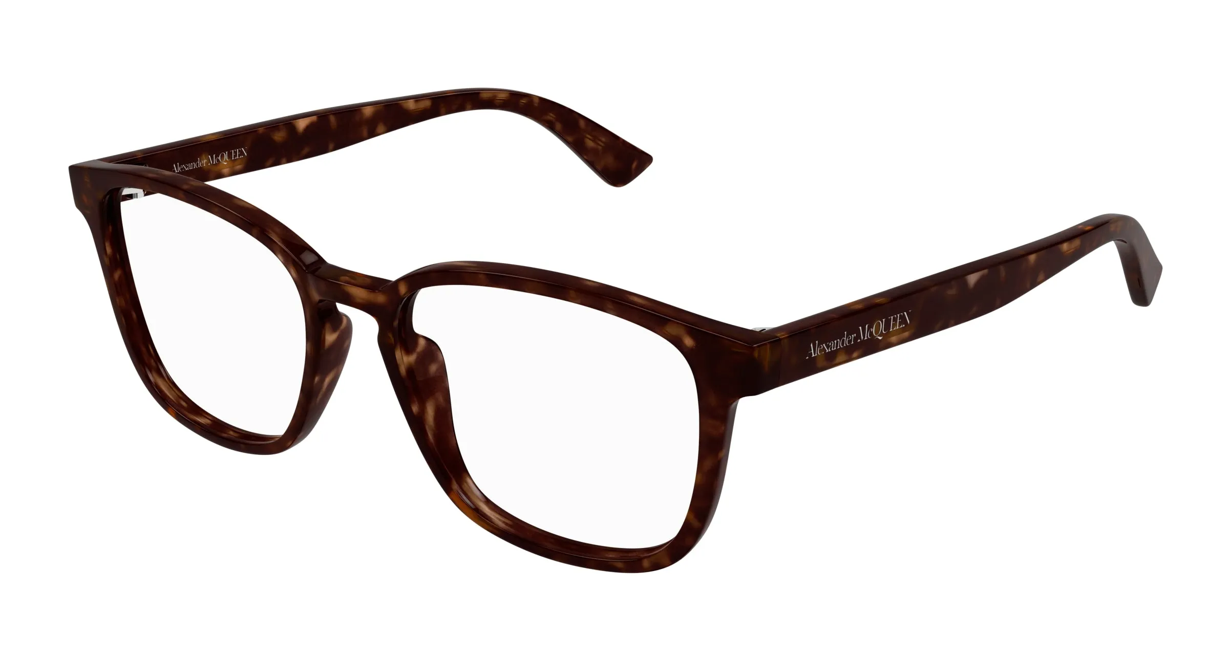 Alexander McQueen AM0462O 002 Montature da vista Acetato Havana Trasparente Squadrata - immagine 1