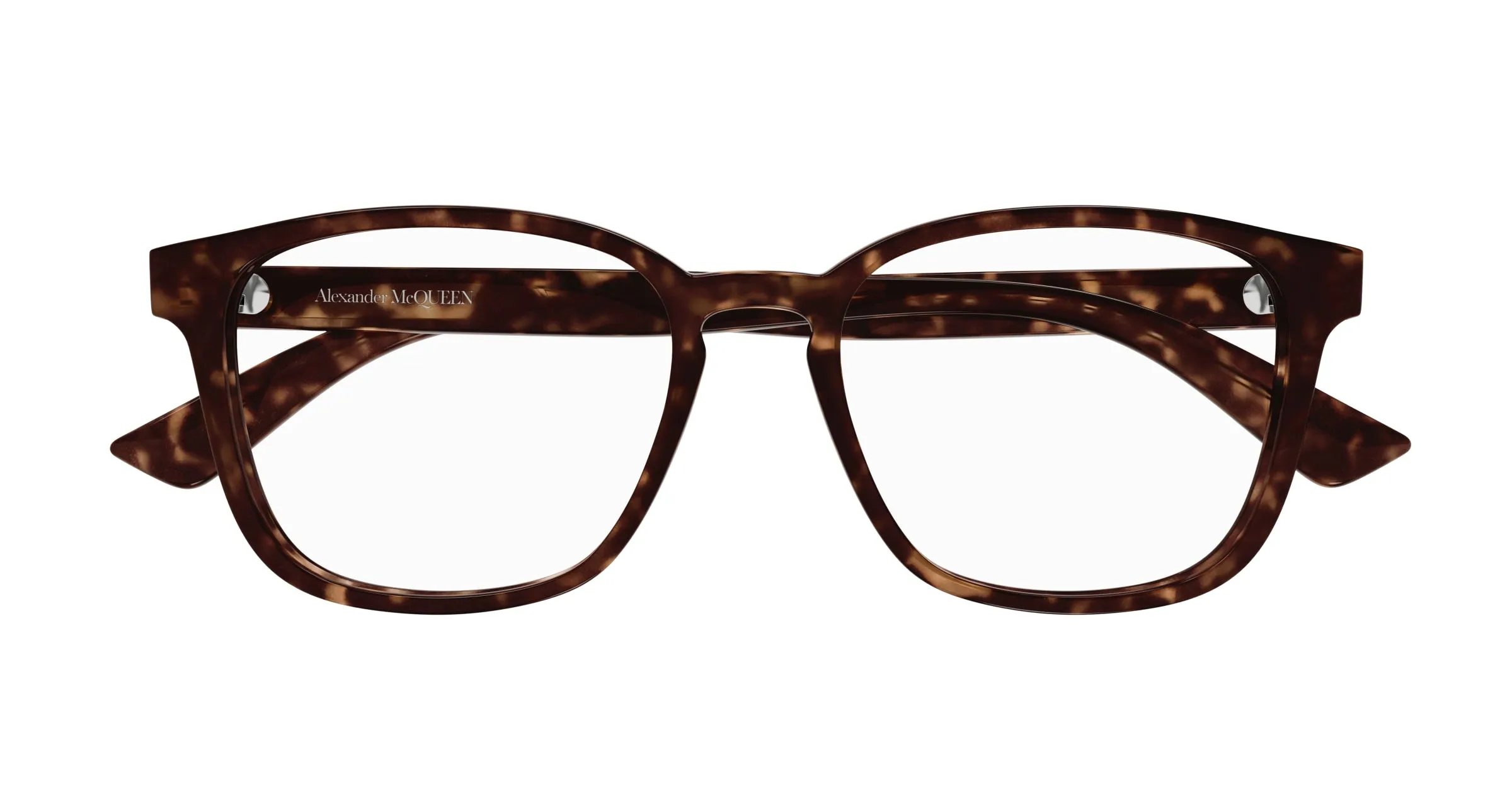 Alexander McQueen AM0462O 002 Montature da vista Acetato Havana Trasparente Squadrata - immagine 2