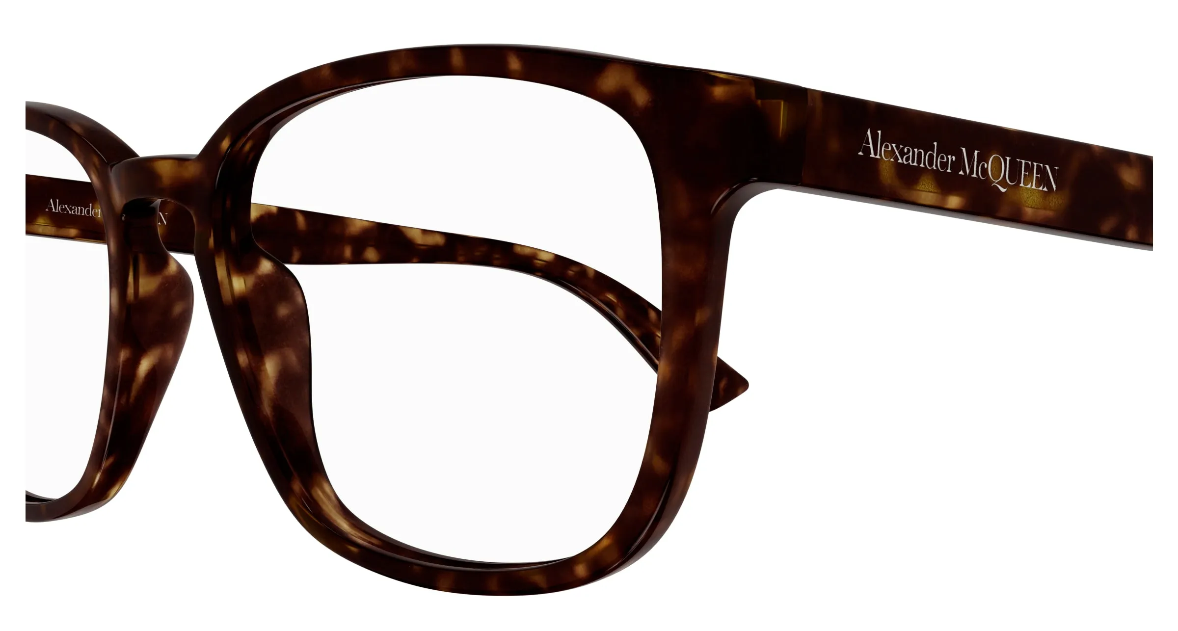 Alexander McQueen AM0462O 002 Montature da vista Acetato Havana Trasparente Squadrata - immagine 3
