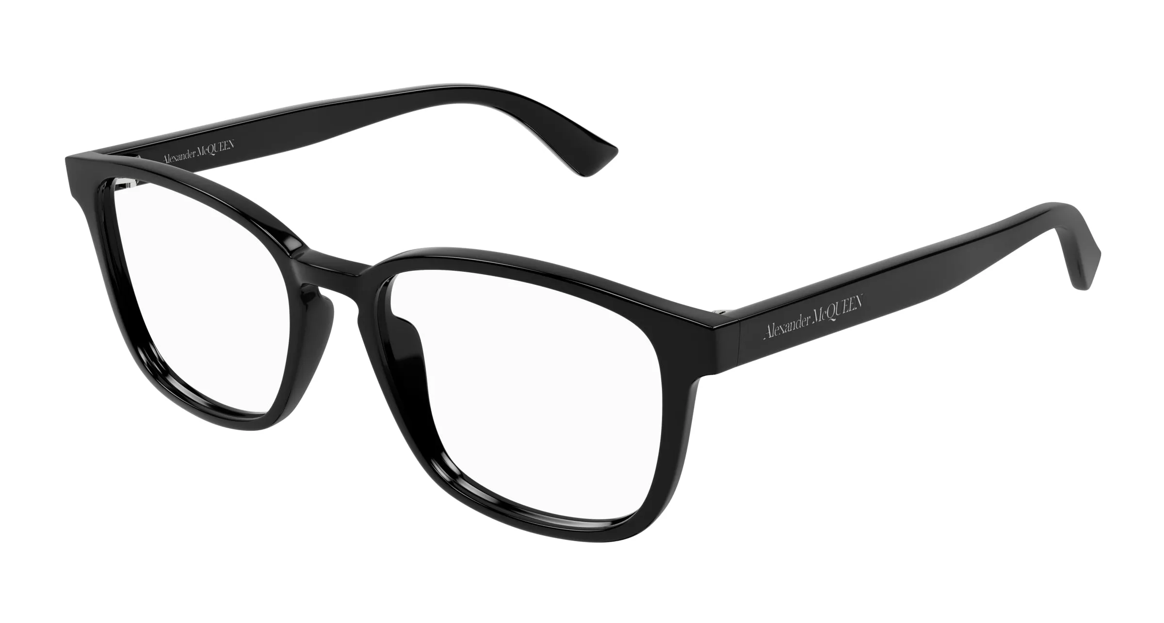 Alexander McQueen AM0462O 001 Montature da vista Acetato Nero Trasparente Squadrata - immagine 1