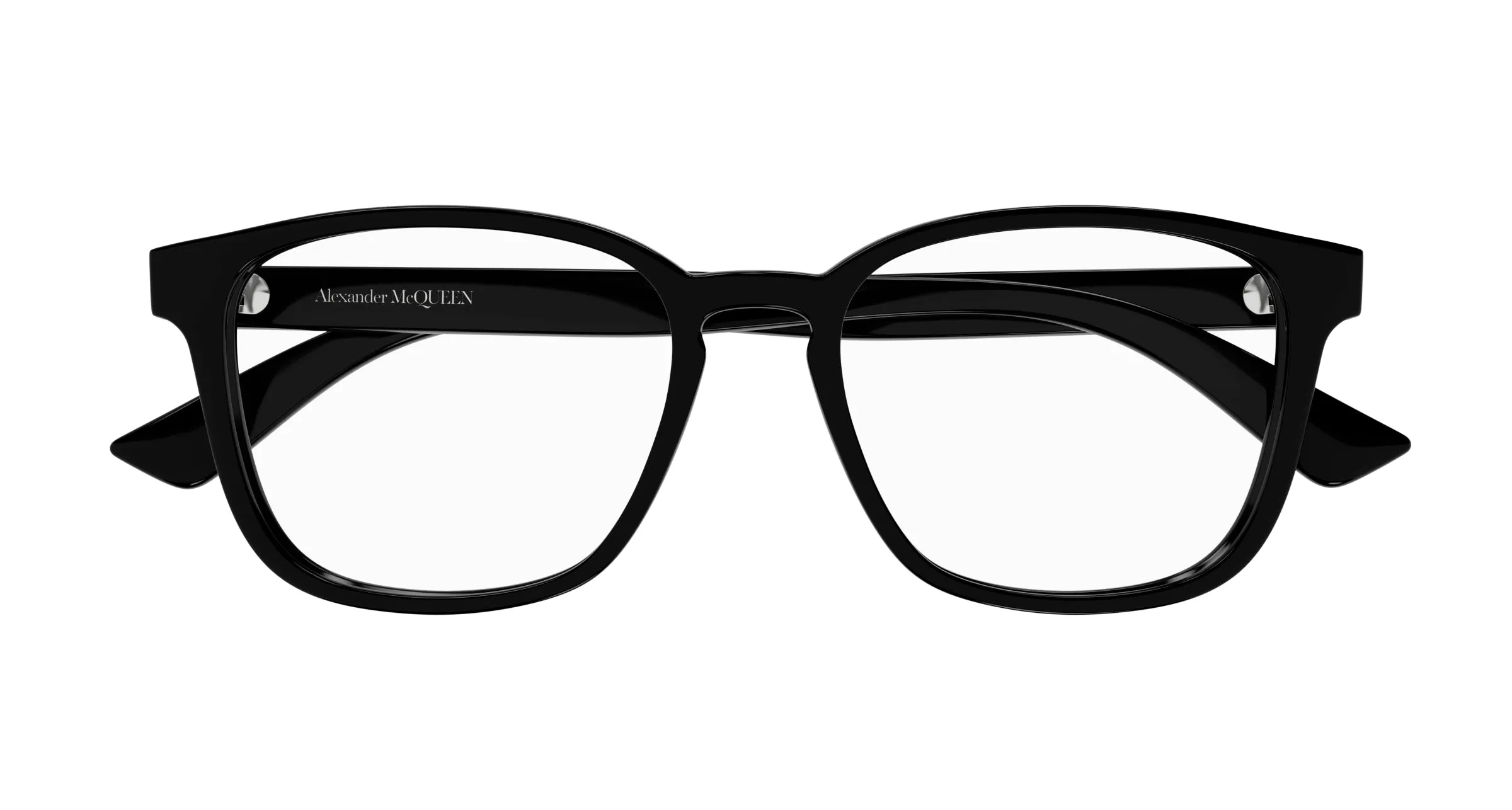 Alexander McQueen AM0462O 001 Montature da vista Acetato Nero Trasparente Squadrata - immagine 2