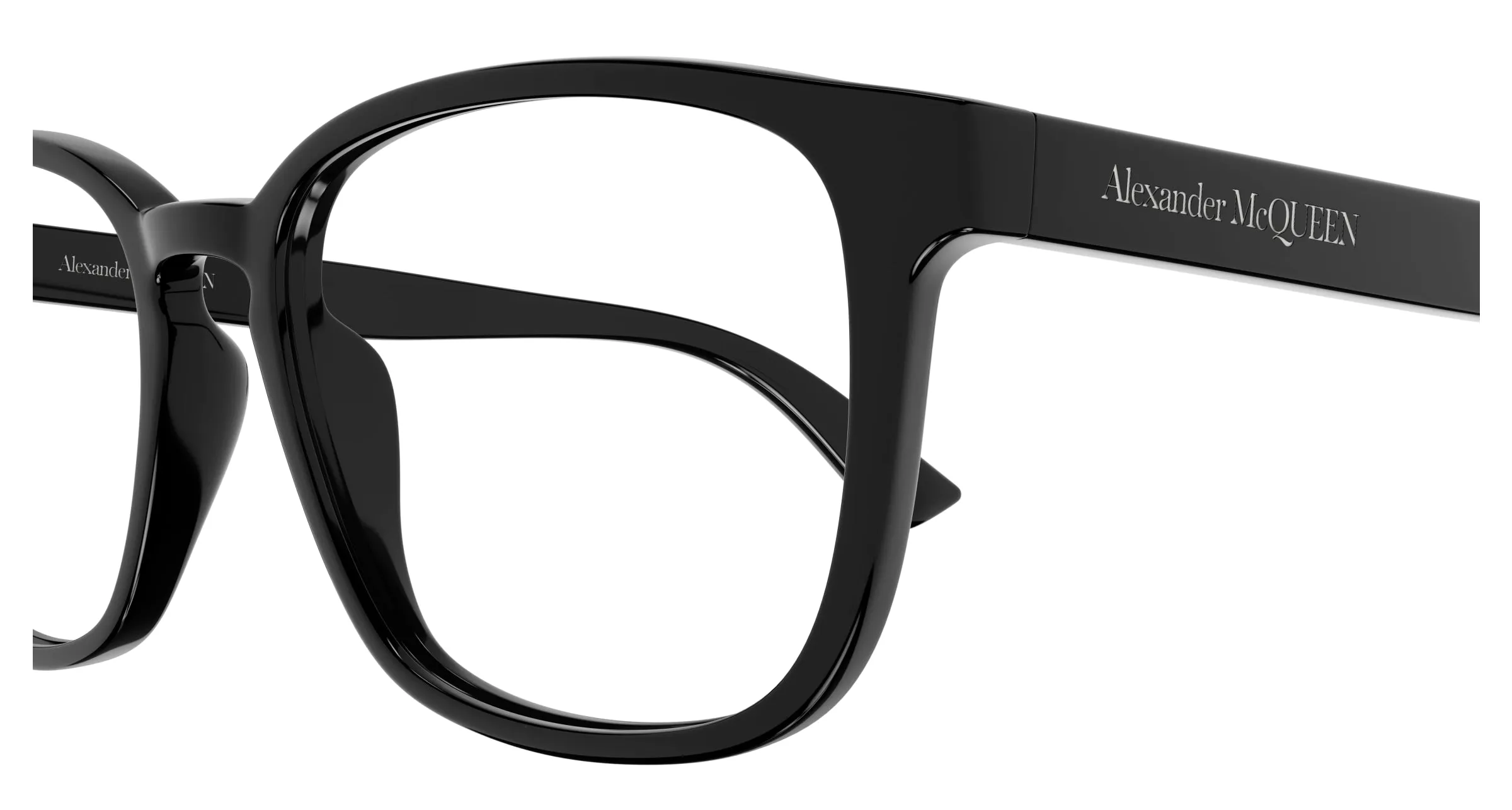 Alexander McQueen AM0462O 001 Montature da vista Acetato Nero Trasparente Squadrata - immagine 3