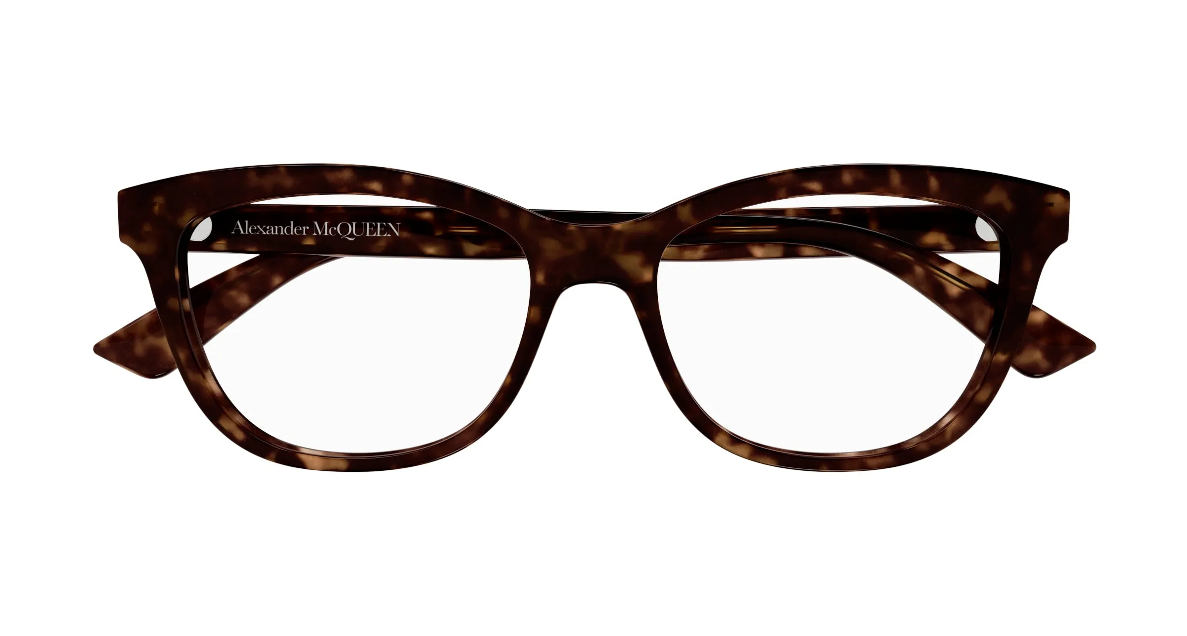 Alexander McQueen AM0461O 002 Montature da vista Acetato Havana Trasparente Cat Eye - immagine 2