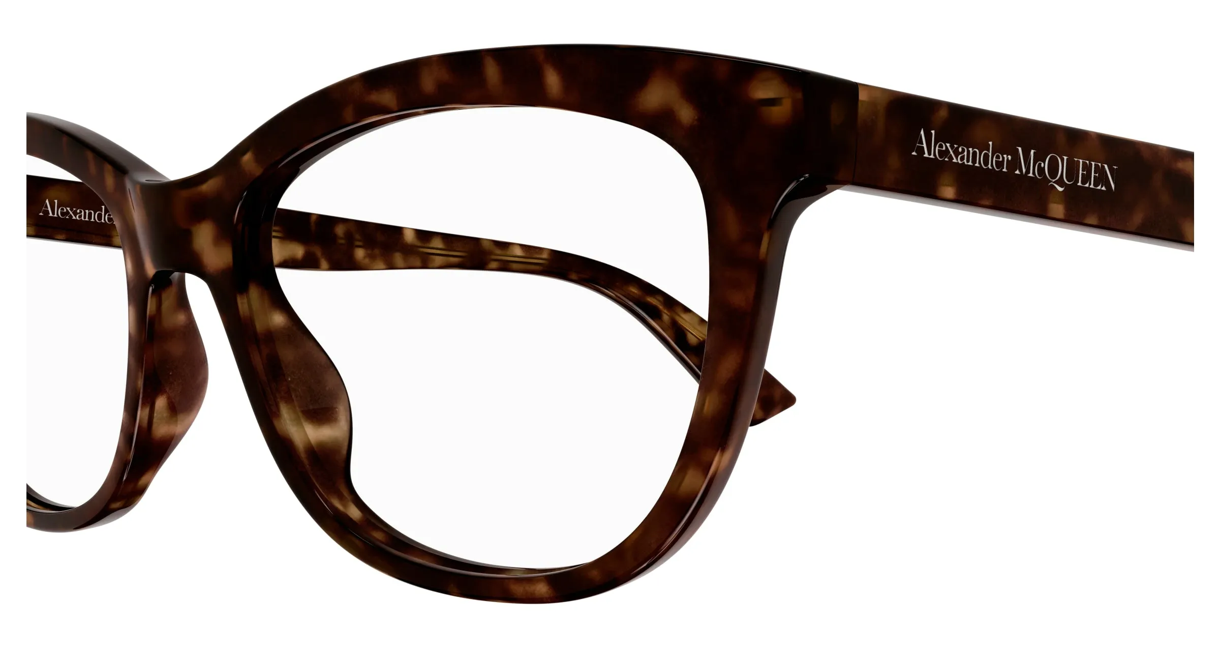 Alexander McQueen AM0461O 002 Montature da vista Acetato Havana Trasparente Cat Eye - immagine 3