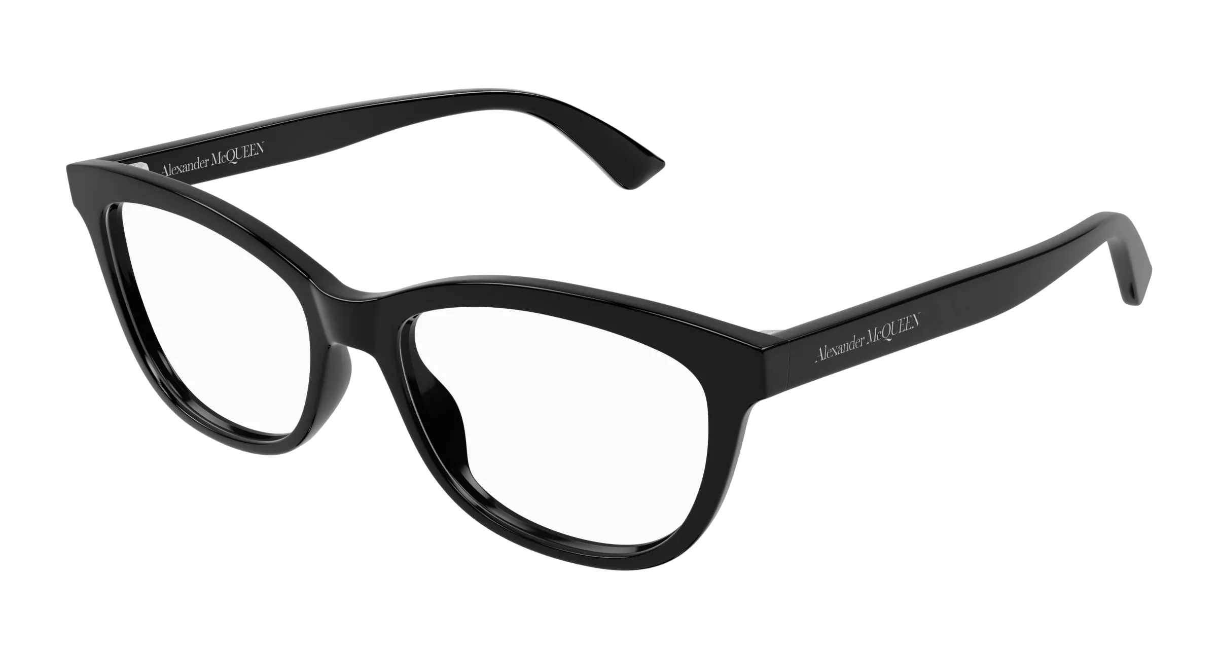 Alexander McQueen AM0461O 001 Montature da vista Acetato Nero Trasparente Cat Eye - immagine 1