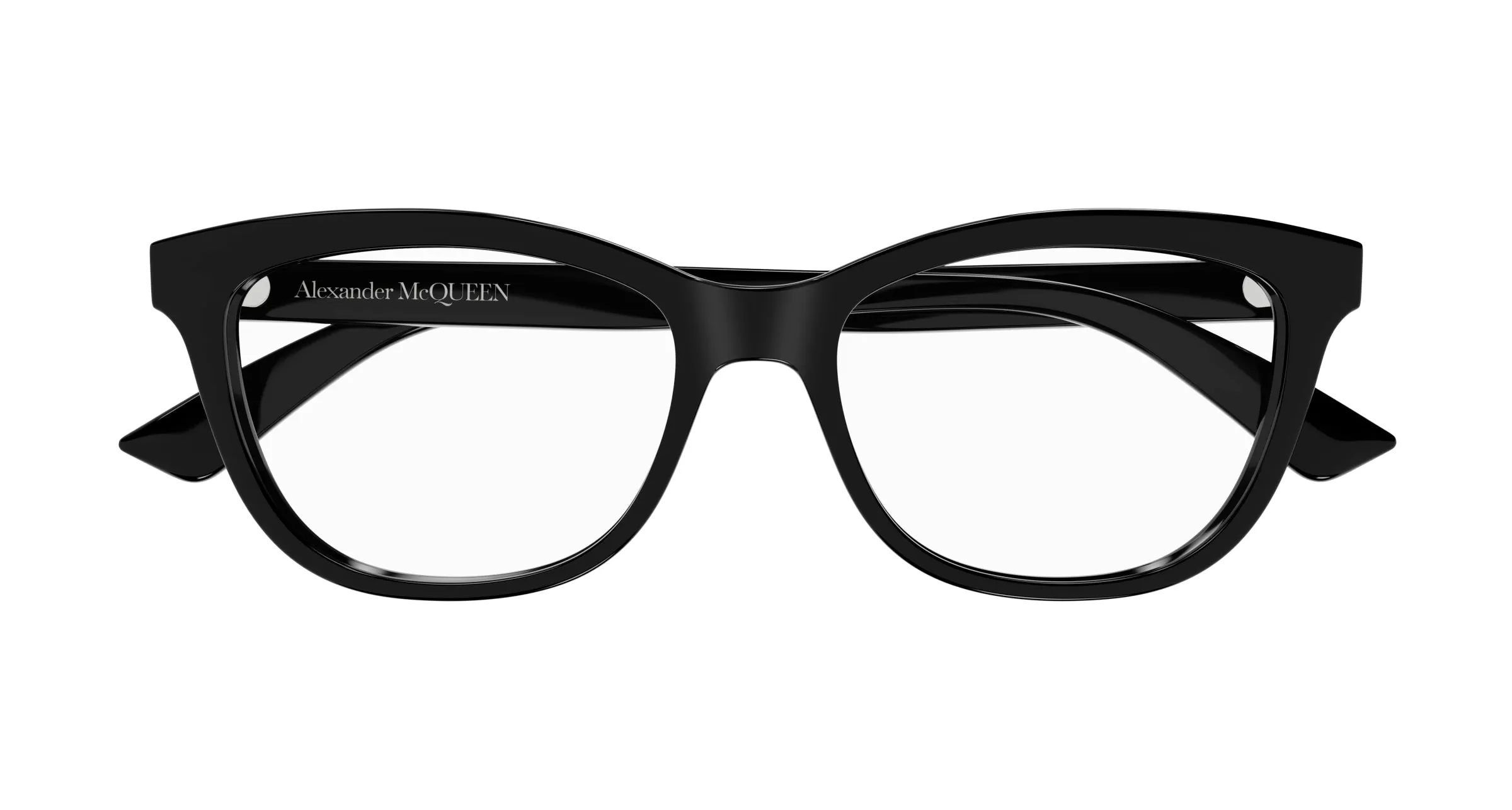 Alexander McQueen AM0461O 001 Montature da vista Acetato Nero Trasparente Cat Eye - immagine 2