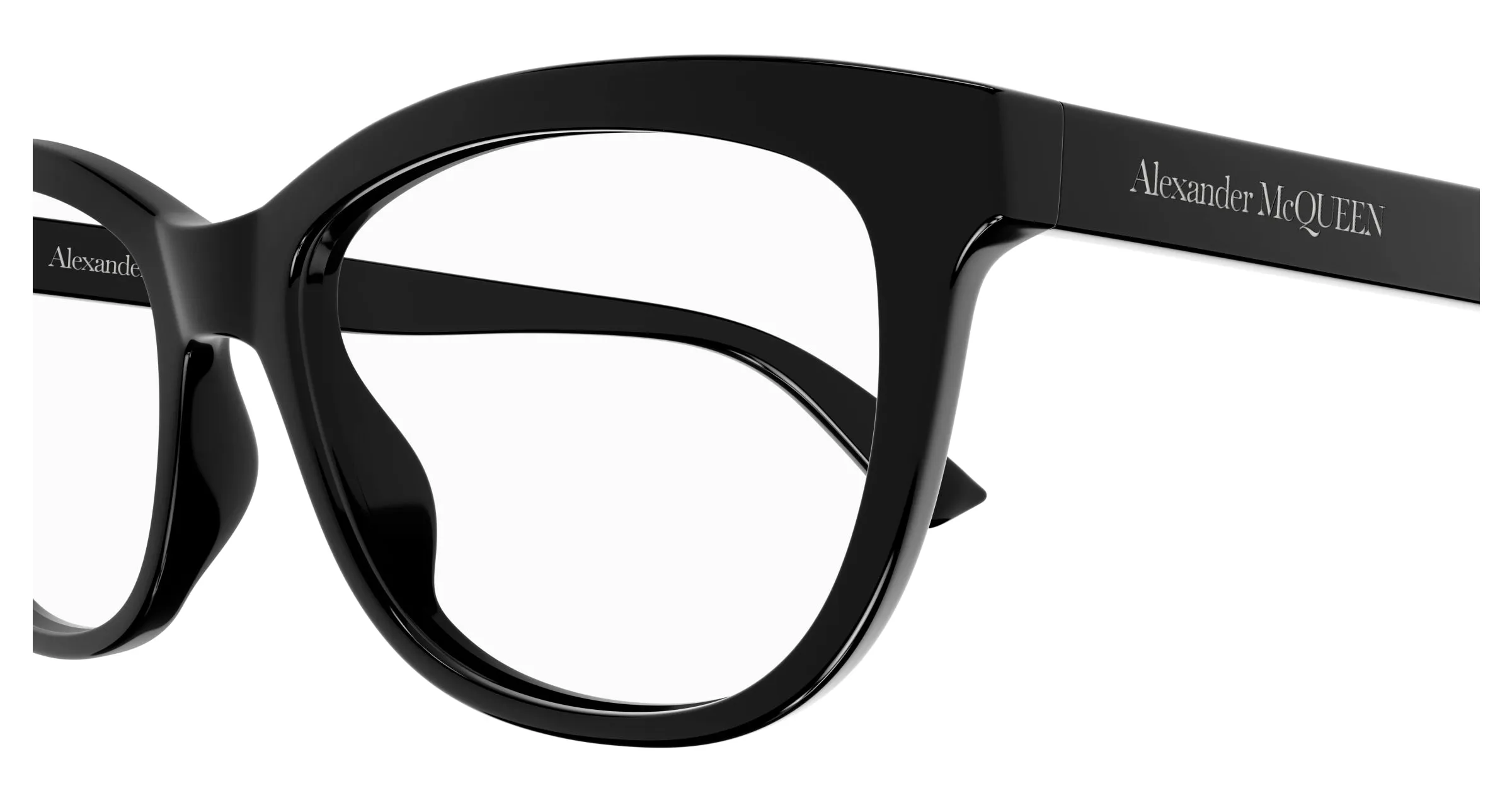 Alexander McQueen AM0461O 001 Montature da vista Acetato Nero Trasparente Cat Eye - immagine 3