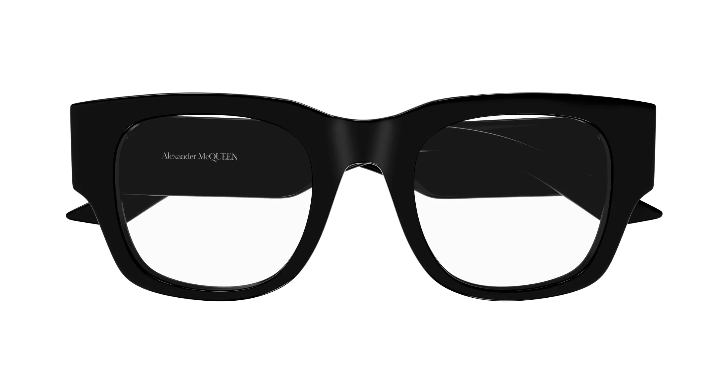 Alexander McQueen Donna AM0455O 001 Montature da vista Acetato Nero Trasparente Squadrata - immagine 2