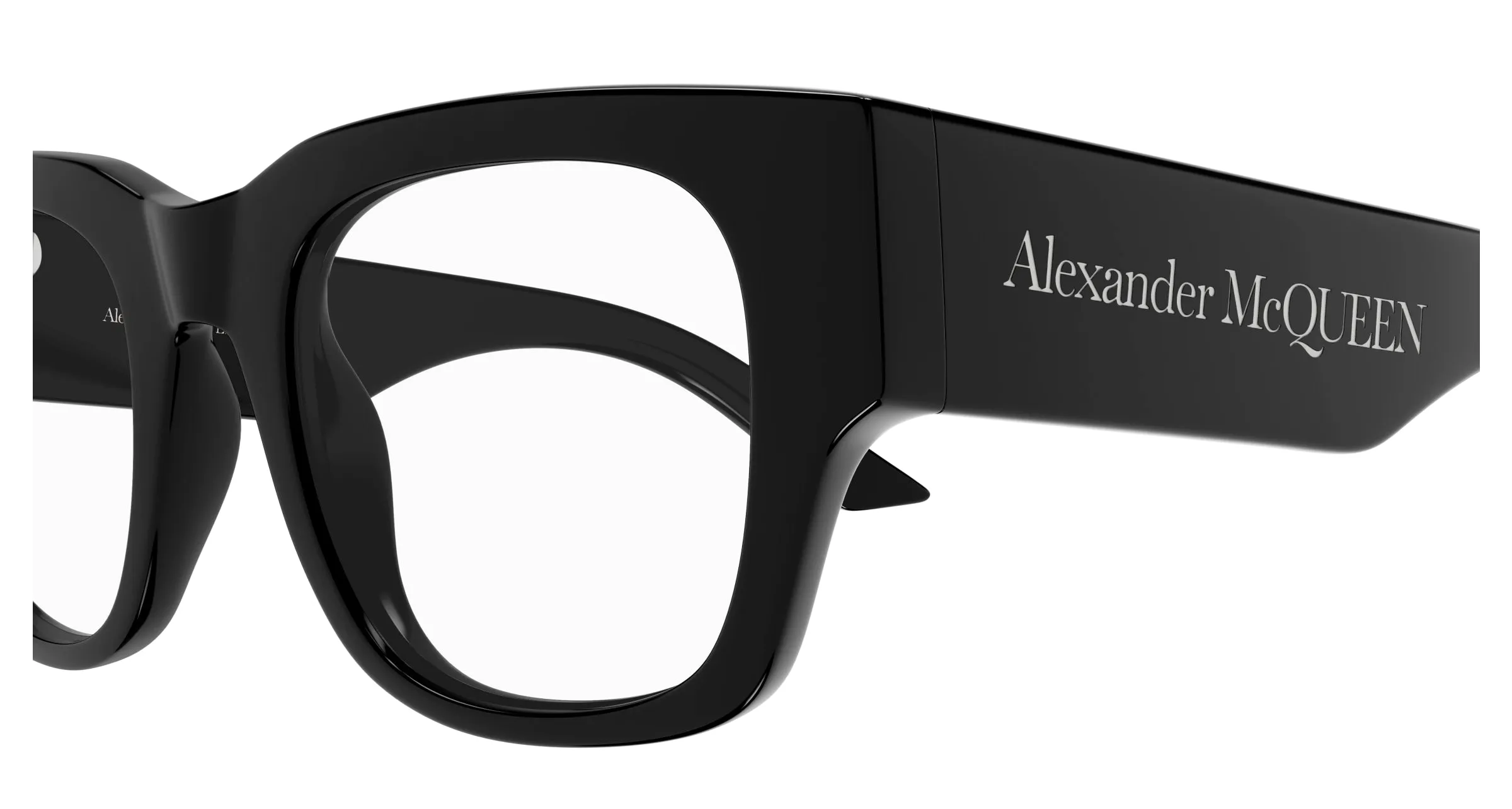 Alexander McQueen Donna AM0455O 001 Montature da vista Acetato Nero Trasparente Squadrata - immagine 3