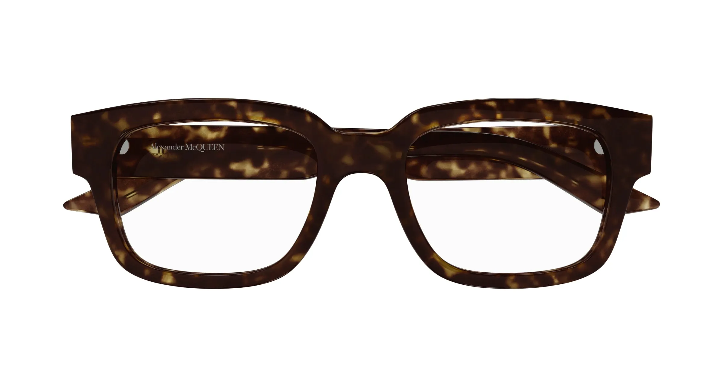 Alexander McQueen Uomo AM0454O 002 Montature da vista Acetato Havana Trasparente Squadrata - immagine 2
