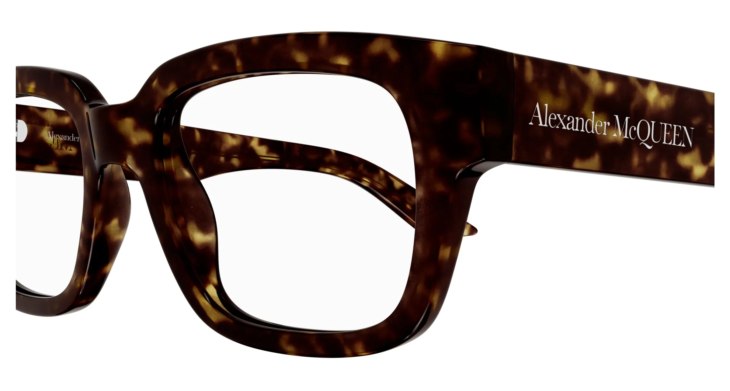 Alexander McQueen Uomo AM0454O 002 Montature da vista Acetato Havana Trasparente Squadrata - immagine 3
