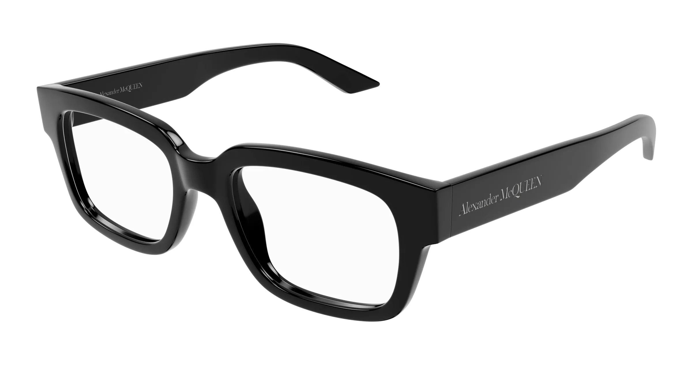 Alexander McQueen Uomo AM0454O 001 Montature da vista Acetato Nero Trasparente Squadrata - immagine 1