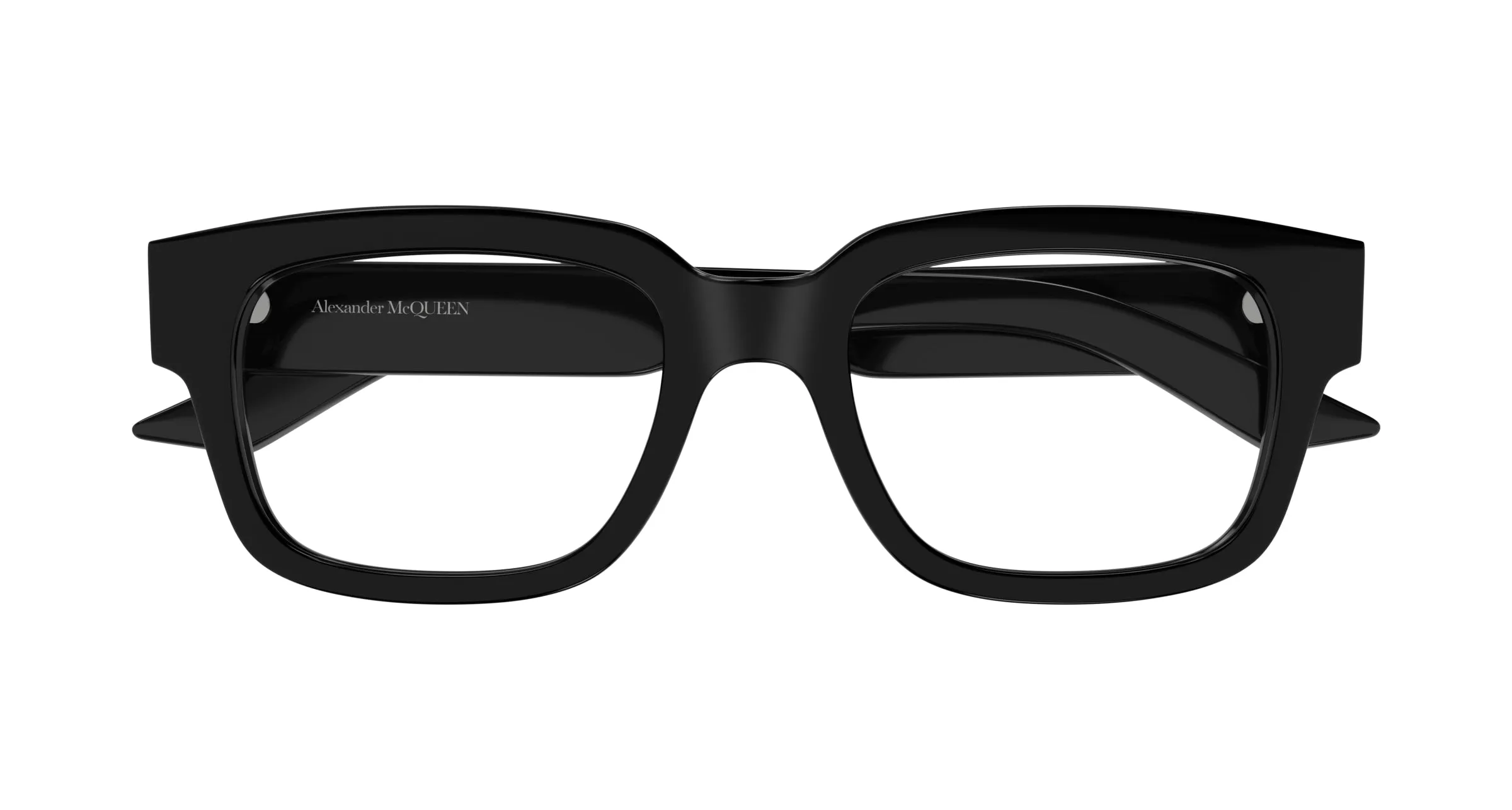 Alexander McQueen Uomo AM0454O 001 Montature da vista Acetato Nero Trasparente Squadrata - immagine 2