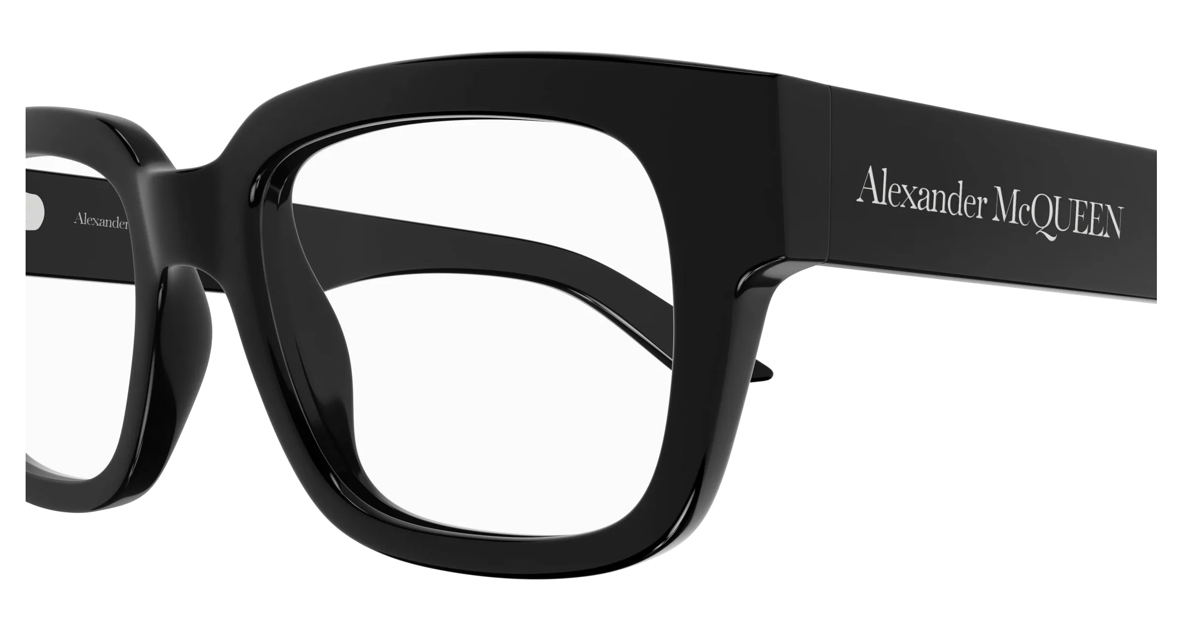 Alexander McQueen Uomo AM0454O 001 Montature da vista Acetato Nero Trasparente Squadrata - immagine 3