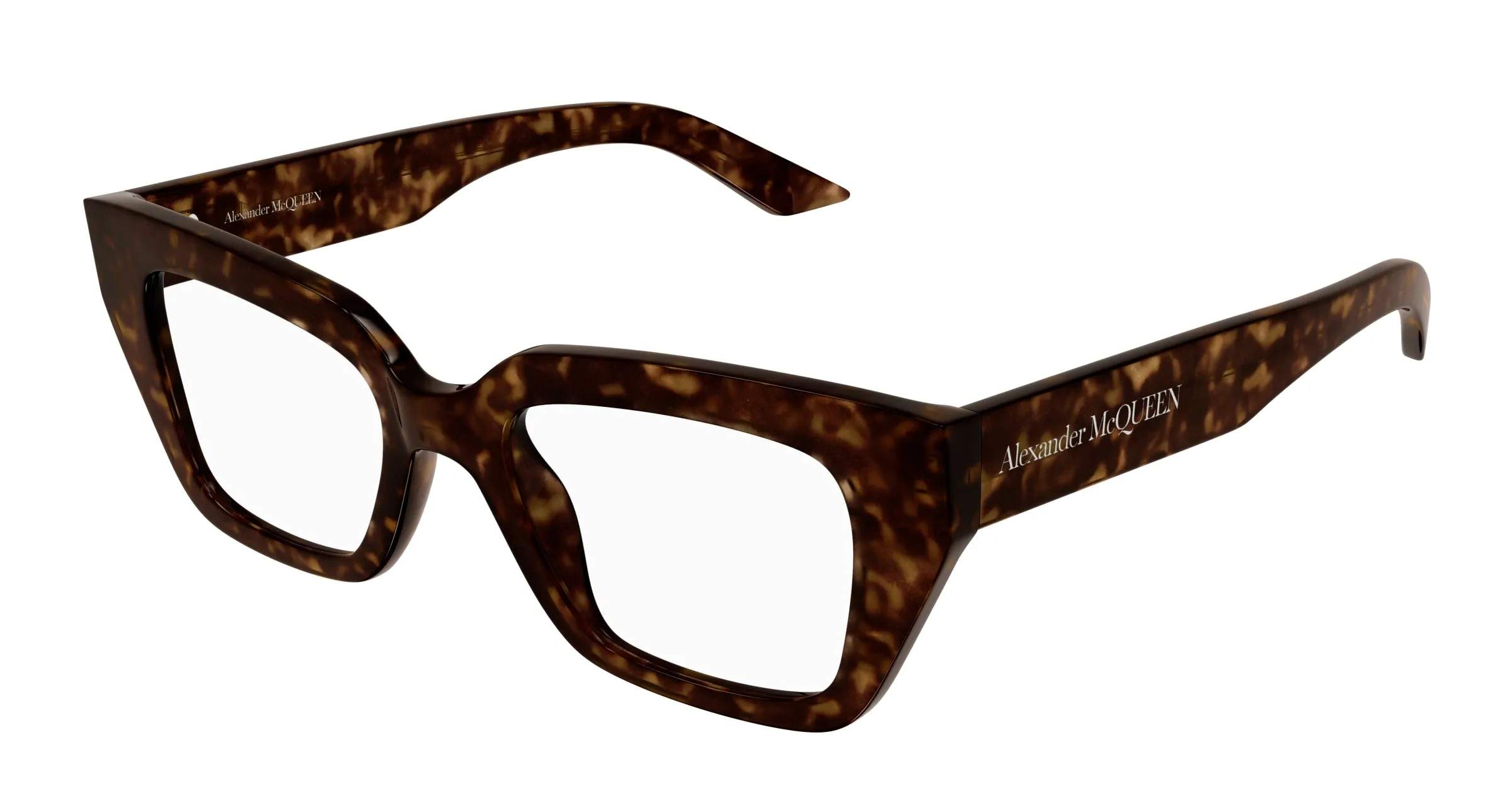 Alexander McQueen AM0453O 002 Montature da vista Acetato Havana Trasparente Cat Eye - immagine 1