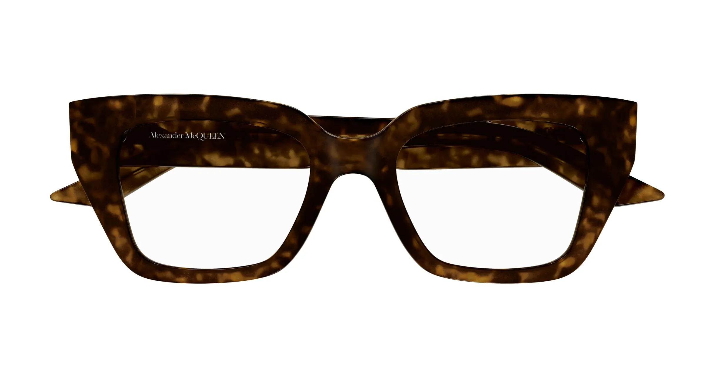 Alexander McQueen AM0453O 002 Montature da vista Acetato Havana Trasparente Cat Eye - immagine 2