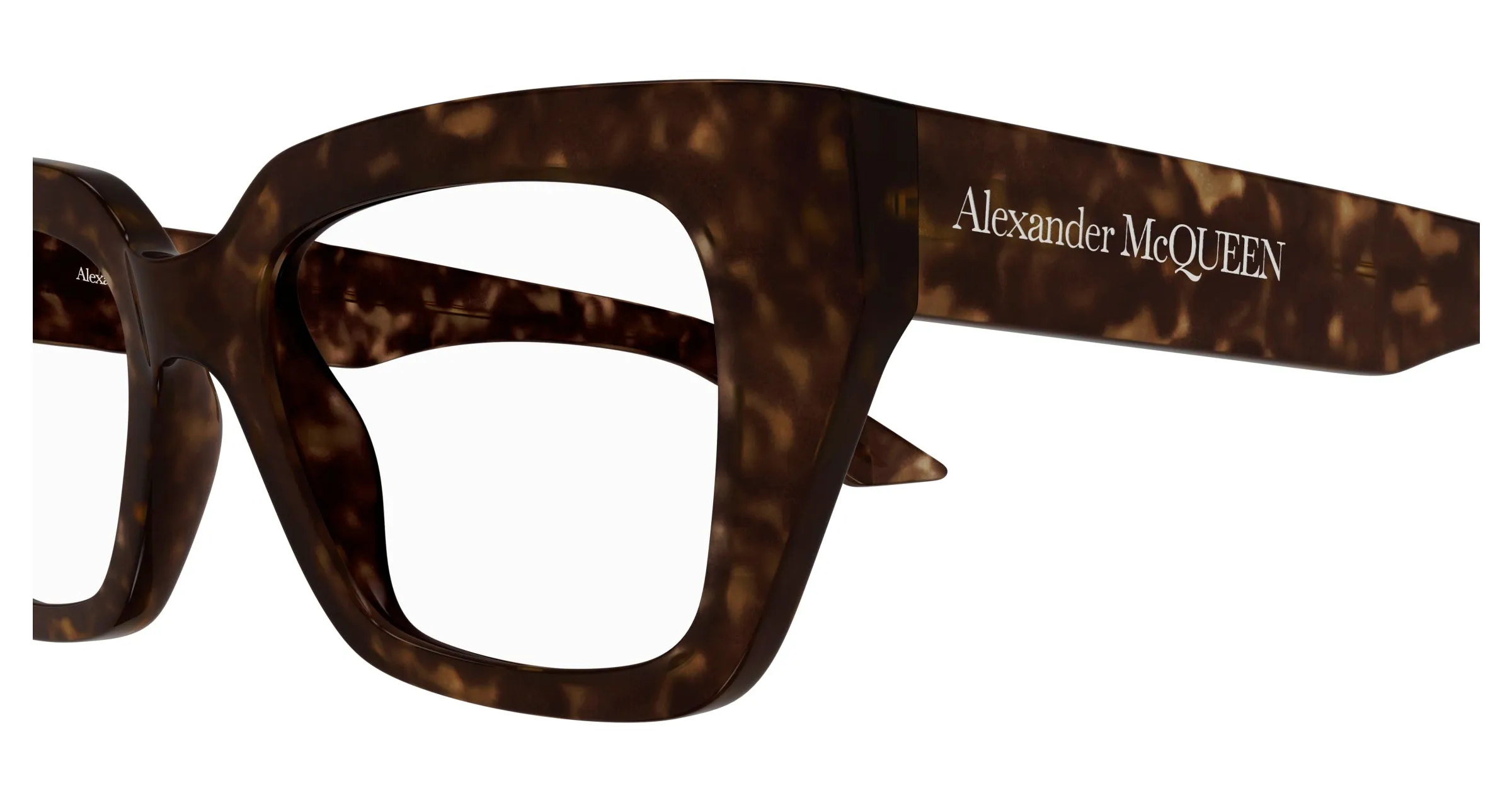 Alexander McQueen AM0453O 002 Montature da vista Acetato Havana Trasparente Cat Eye - immagine 3