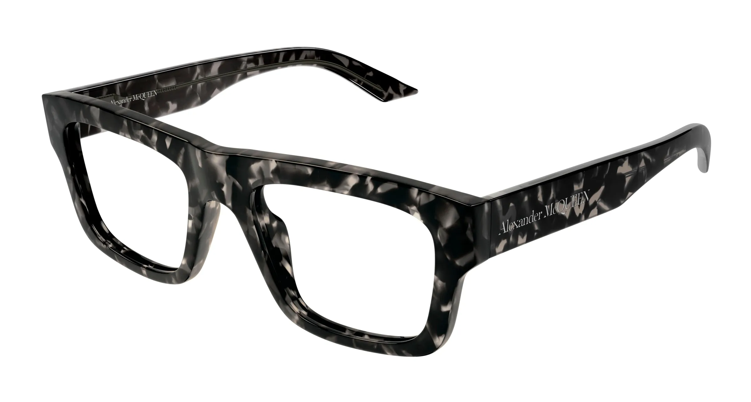 Alexander McQueen AM0452O 002 Montature da vista Acetato Havana Trasparente Squadrata - immagine 1