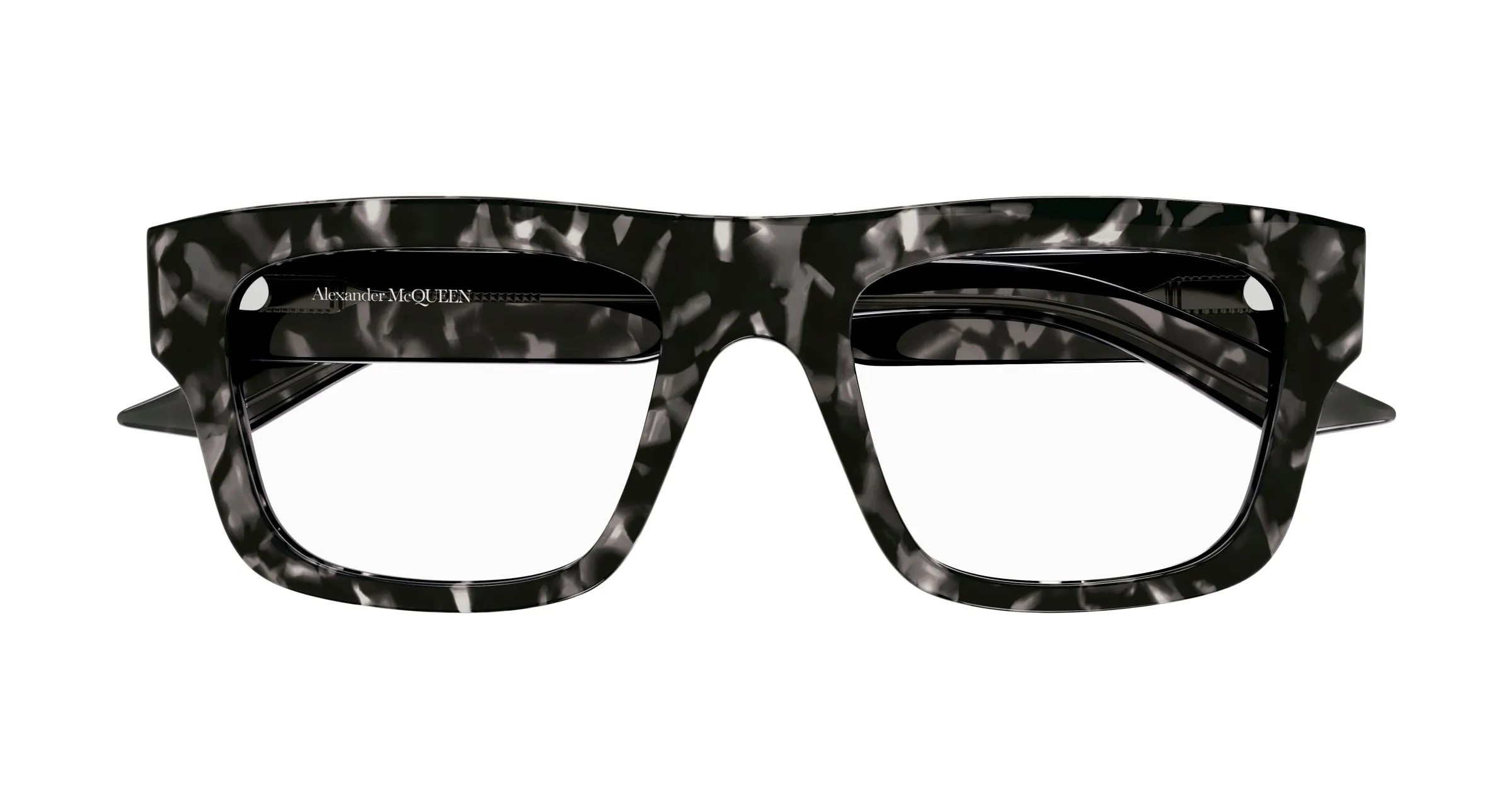 Alexander McQueen AM0452O 002 Montature da vista Acetato Havana Trasparente Squadrata - immagine 2