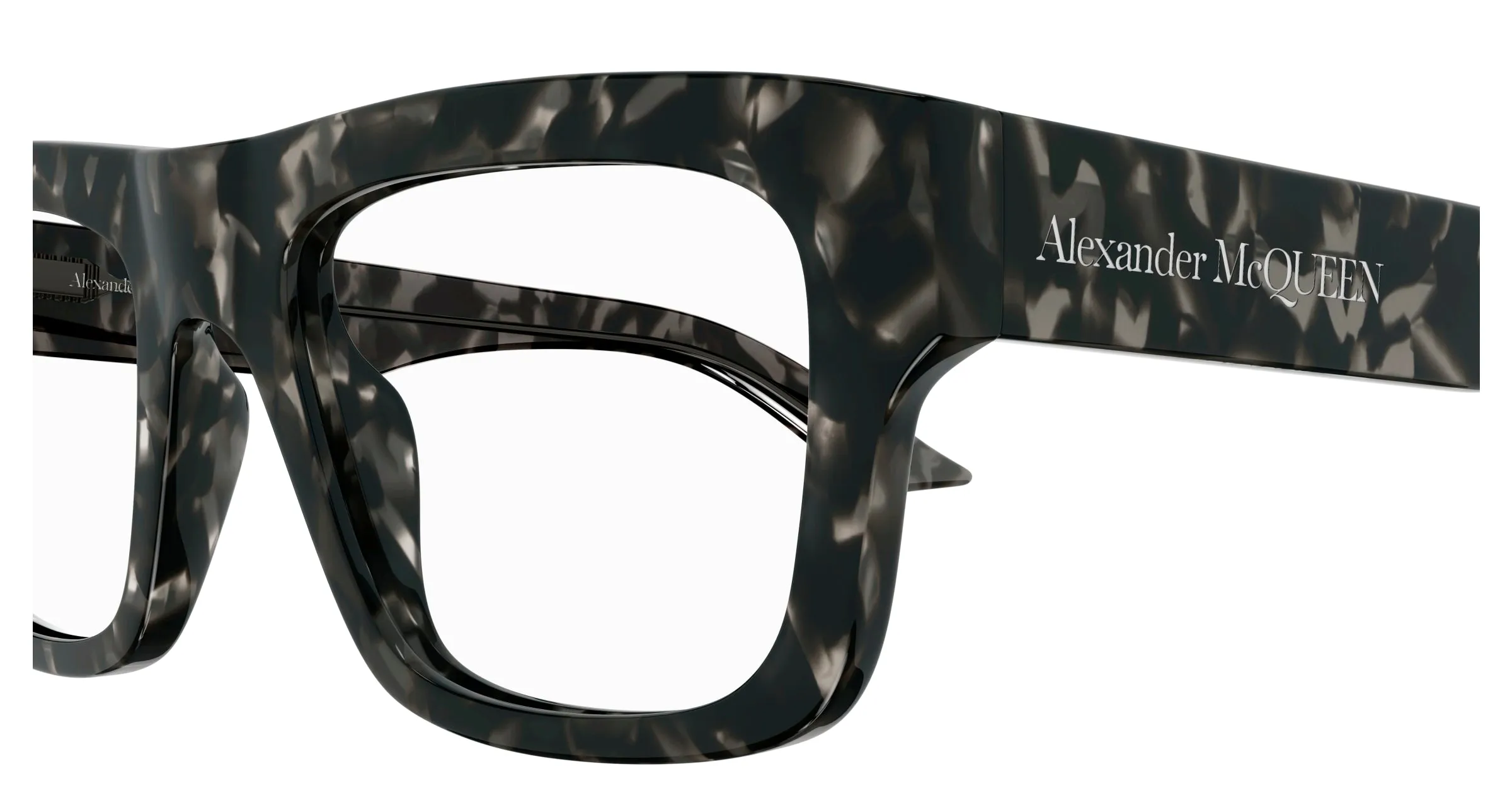 Alexander McQueen AM0452O 002 Montature da vista Acetato Havana Trasparente Squadrata - immagine 3