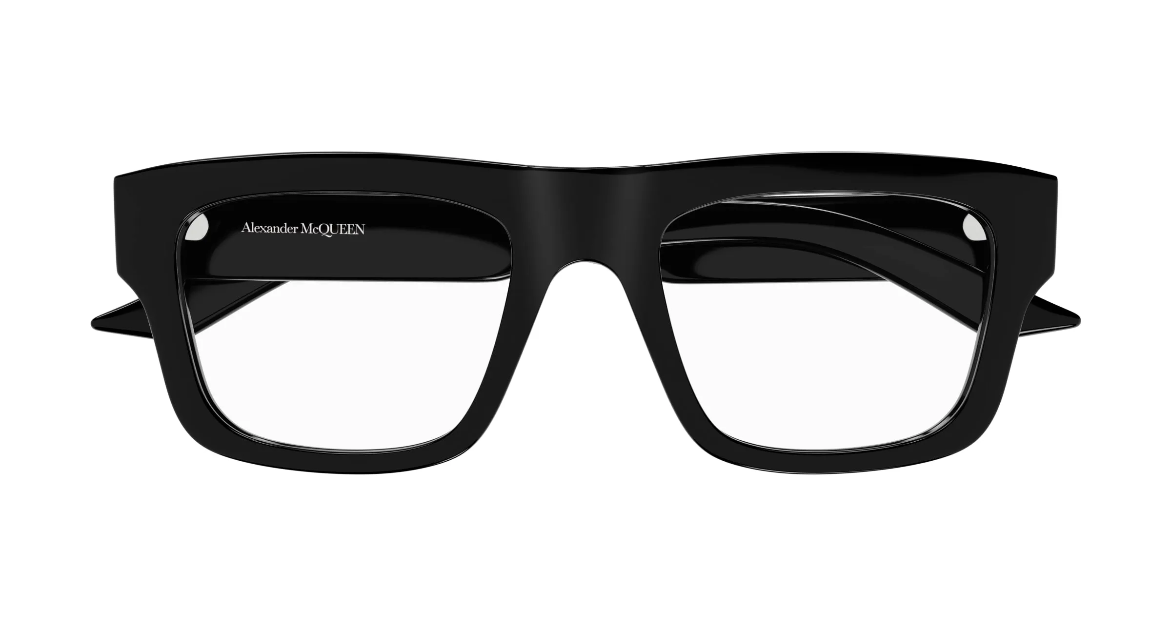 Alexander McQueen AM0452O 001 Montature da vista Acetato Nero Trasparente Squadrata - immagine 2