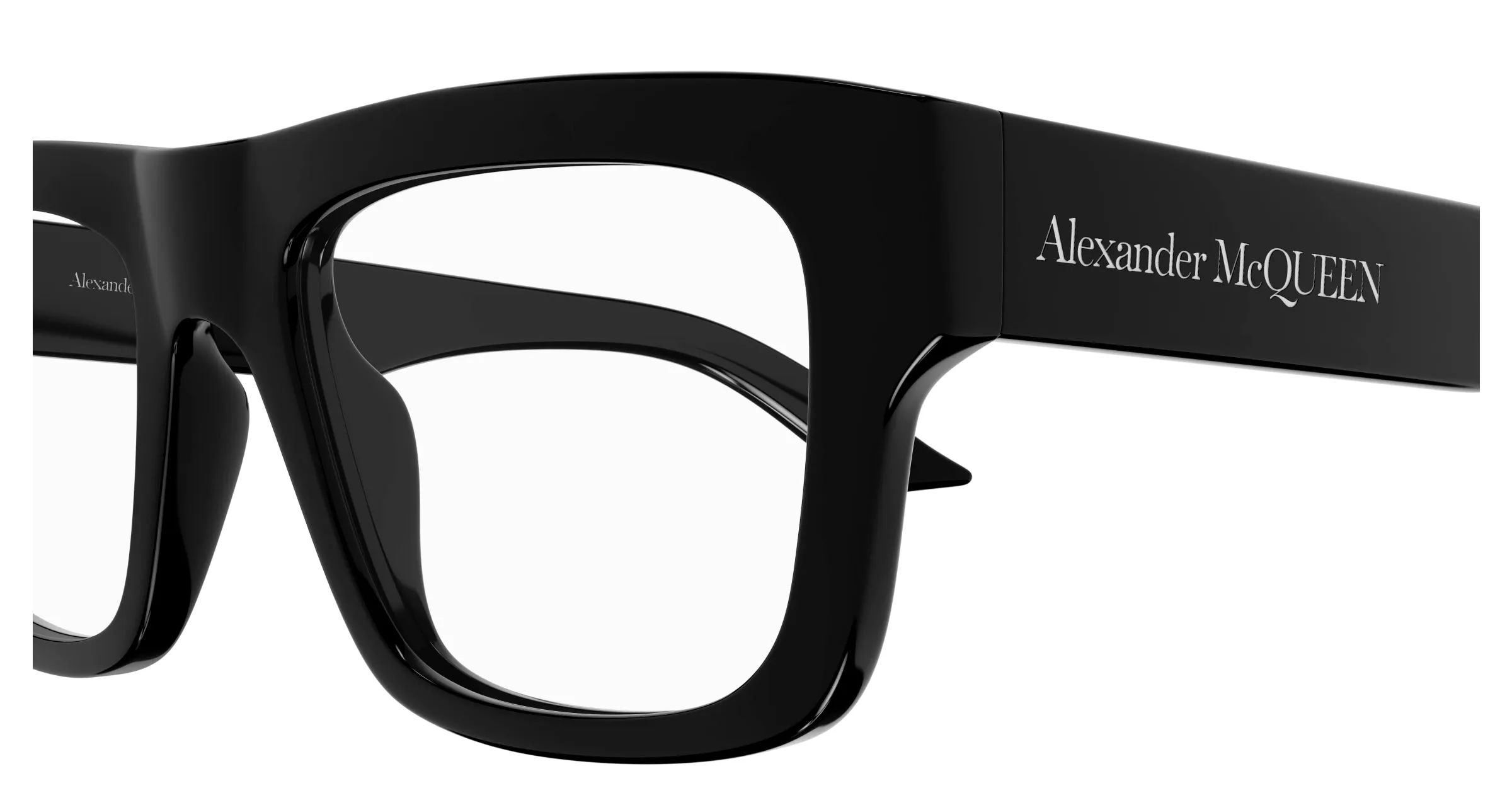 Alexander McQueen AM0452O 001 Montature da vista Acetato Nero Trasparente Squadrata - immagine 3