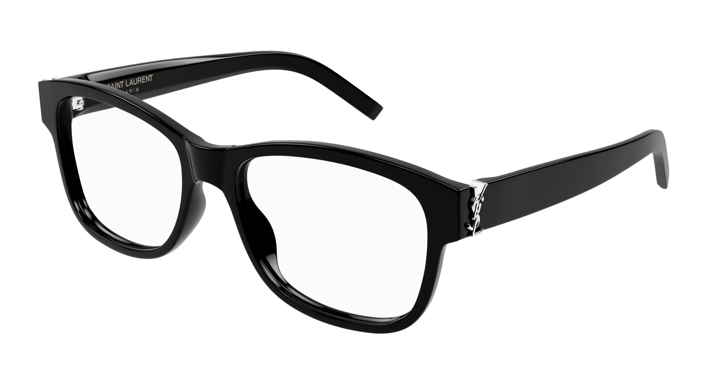SAINT LAURENT Donna SL M132 001 Montature da vista Acetato Nero Trasparente Rotonda - immagine 1