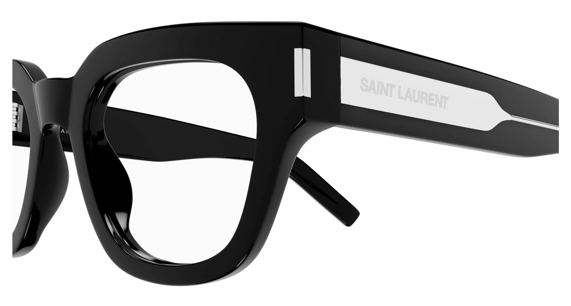 SAINT LAURENT Unisex SL 661 001 Montature da vista Acetato Nero Trasparente Squadrata - immagine 3